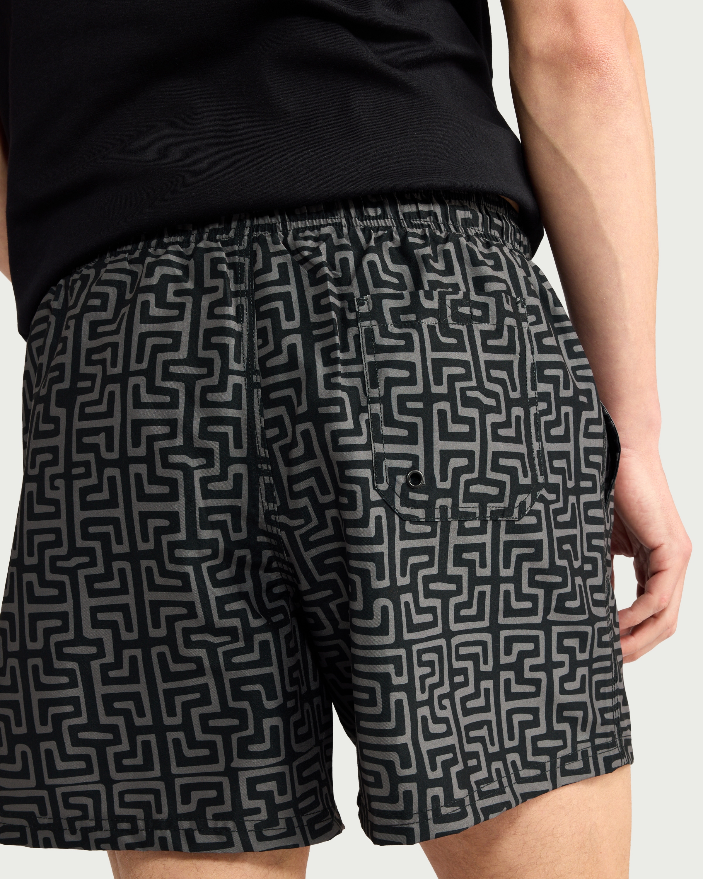 F&F Geometric Print Swim Shorts in Black thumbnail 3