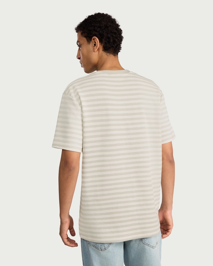 F&F Cotton Rich Striped Short Sleeved T-Shirt in Beige thumbnail 2