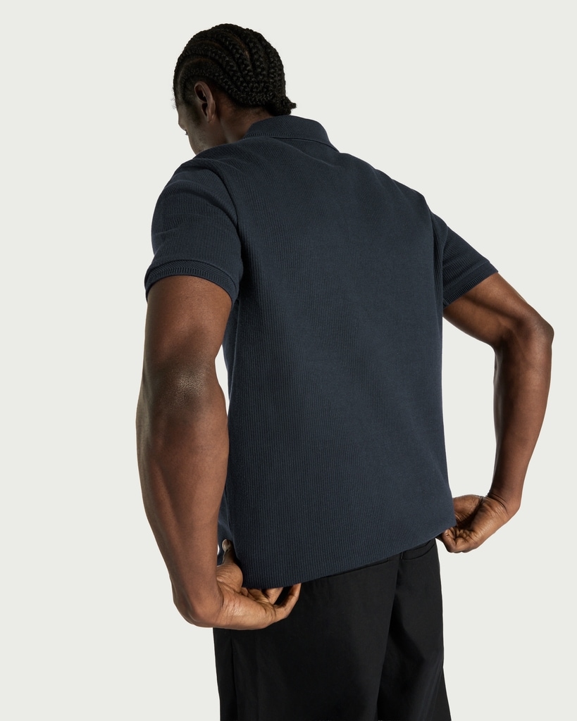 F&F Pure Cotton Textured Polo Shirt in Navy thumbnail 3