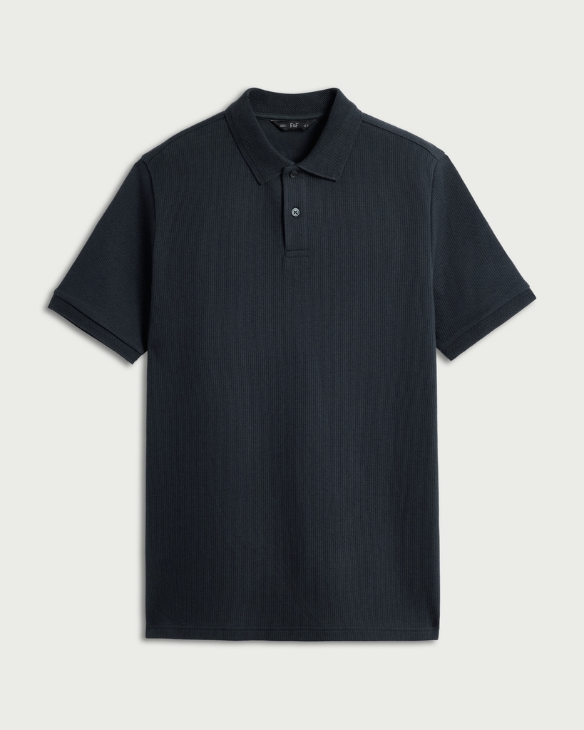 F&F Pure Cotton Textured Polo Shirt in Navy thumbnail 4