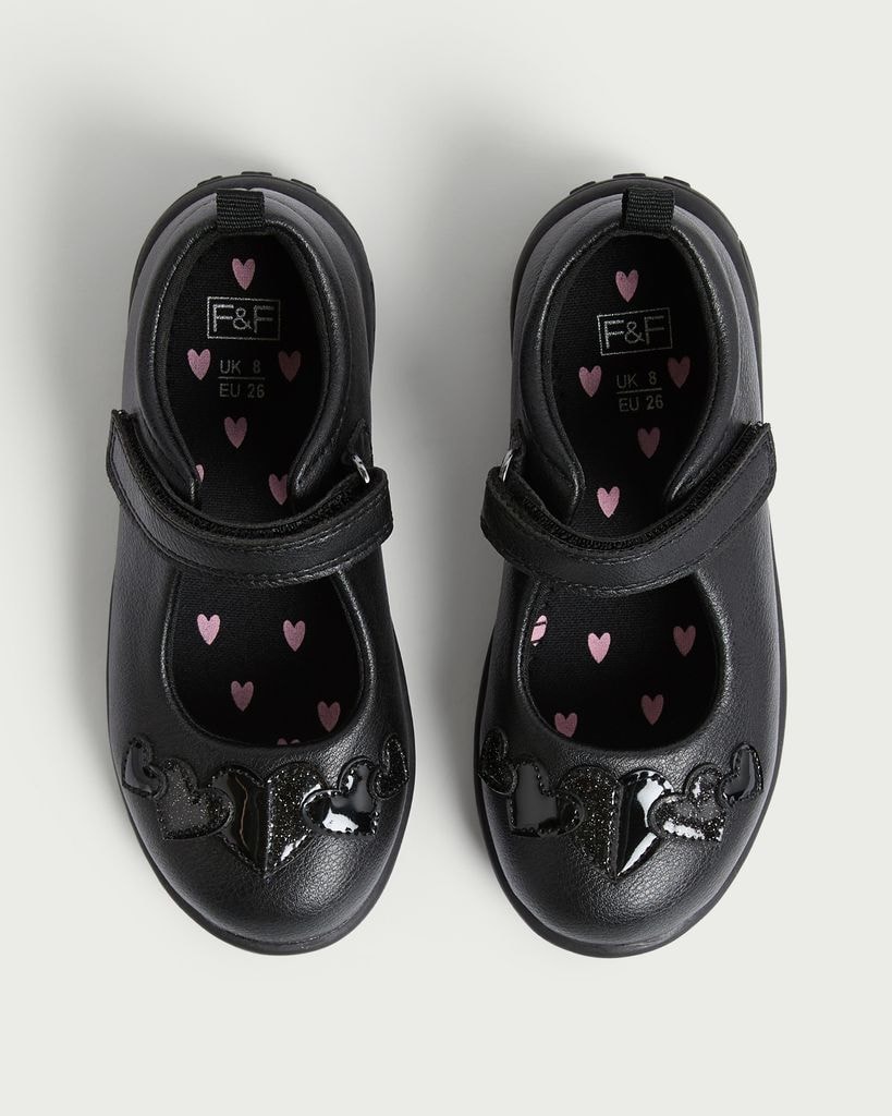 F&F Girls Heart Embellished Mary Jane Shoes in Black thumbnail 2