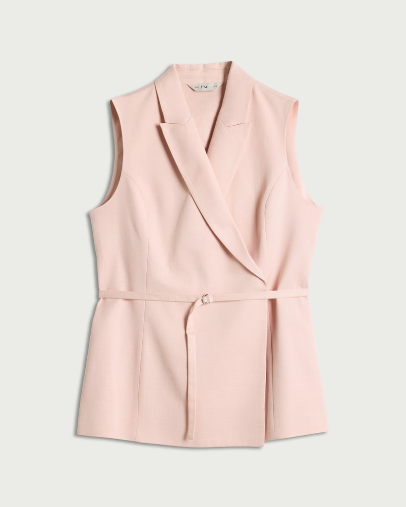 F&F Lyocell Blend Belted Co-ord Waistcoat in Pink thumbnail 4