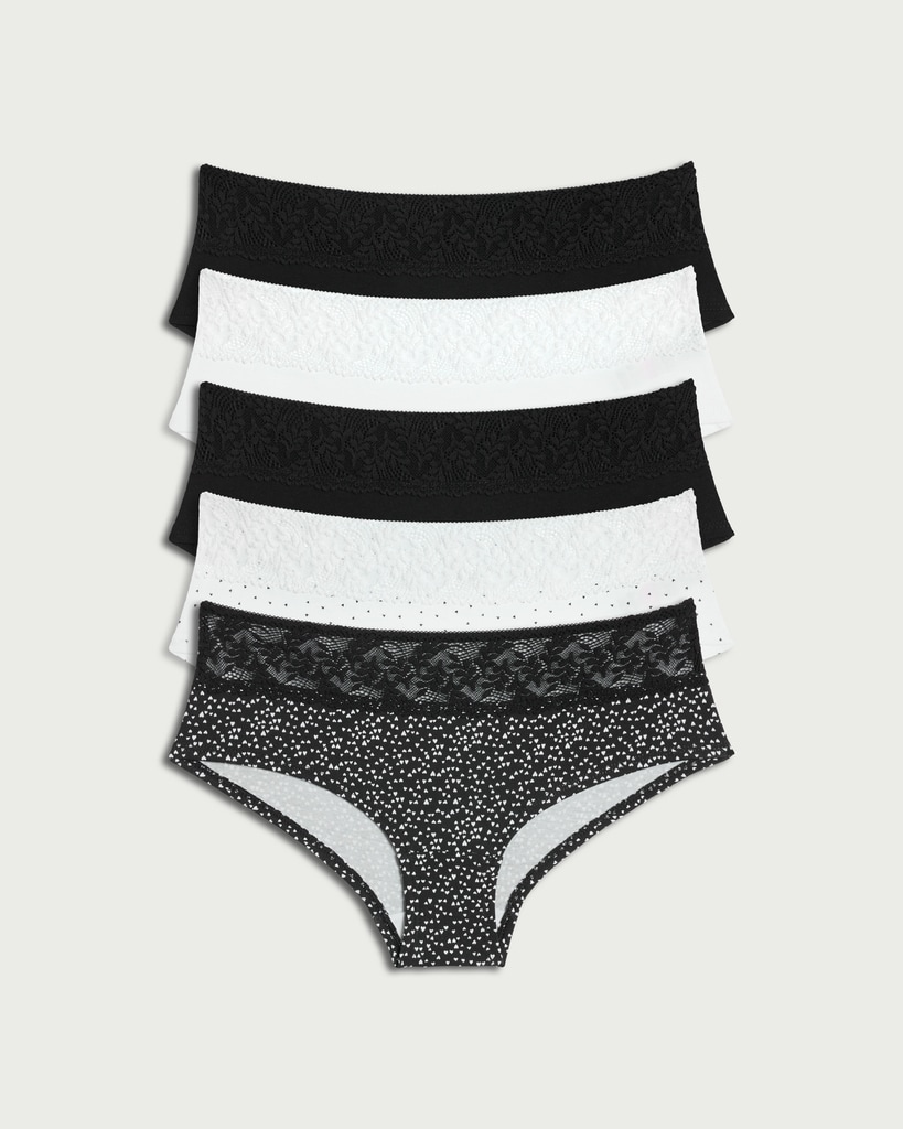 F&F 5-Pack Cotton Rich Lace Waist Briefs in Multi
