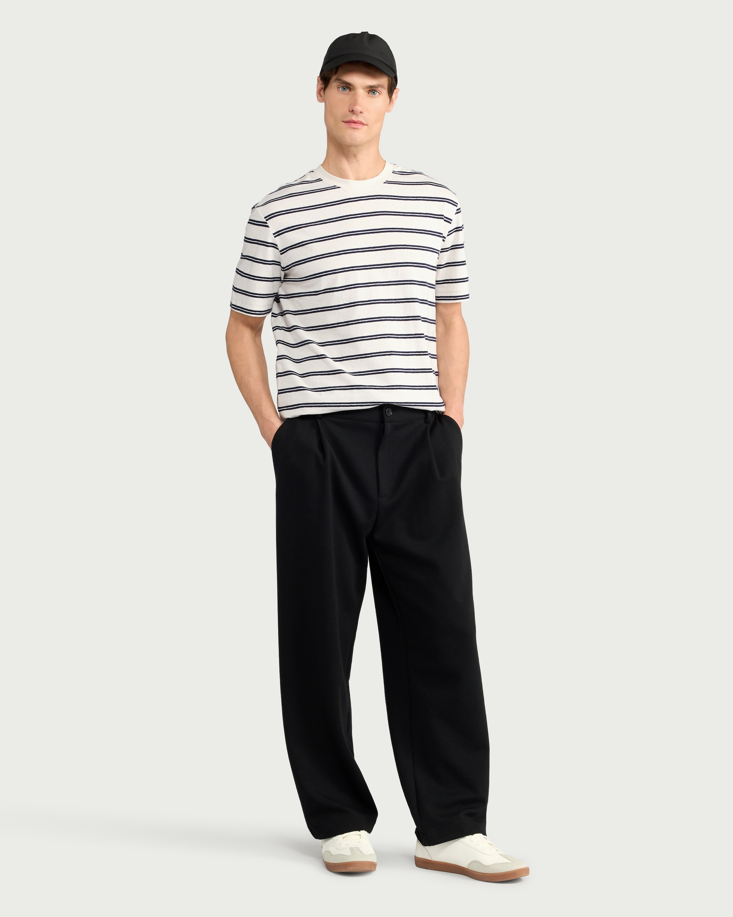 The F&F Edit Linen Rich Striped T-Shirt in Ecru thumbnail 2
