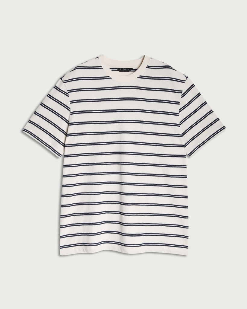 The F&F Edit Linen Rich Striped T-Shirt in Ecru thumbnail 4