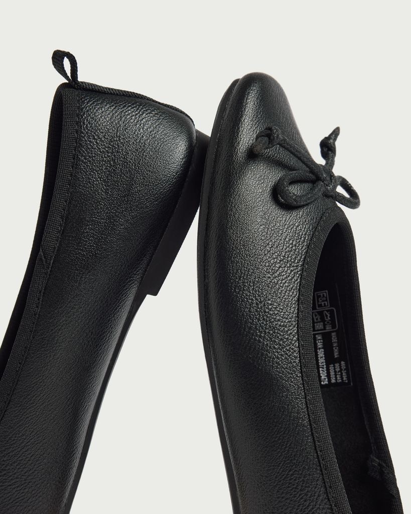 F&F School Girls Bow Detail Ballet Flats in Black thumbnail 3