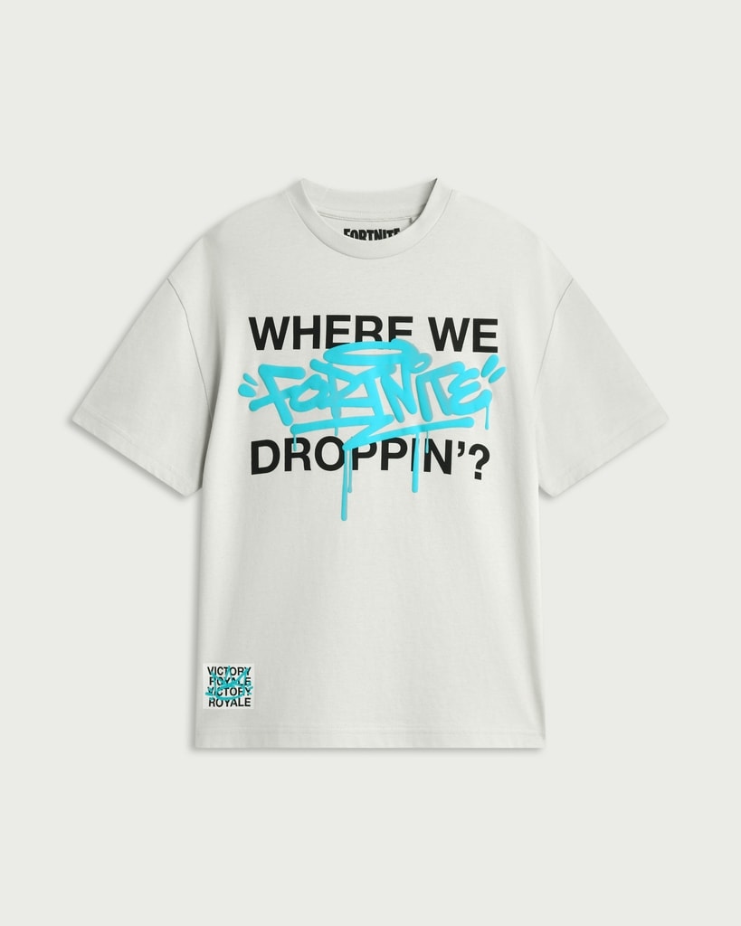 Fortnite Pure Cotton Where We Droppin' T-Shirt in Cream thumbnail 2