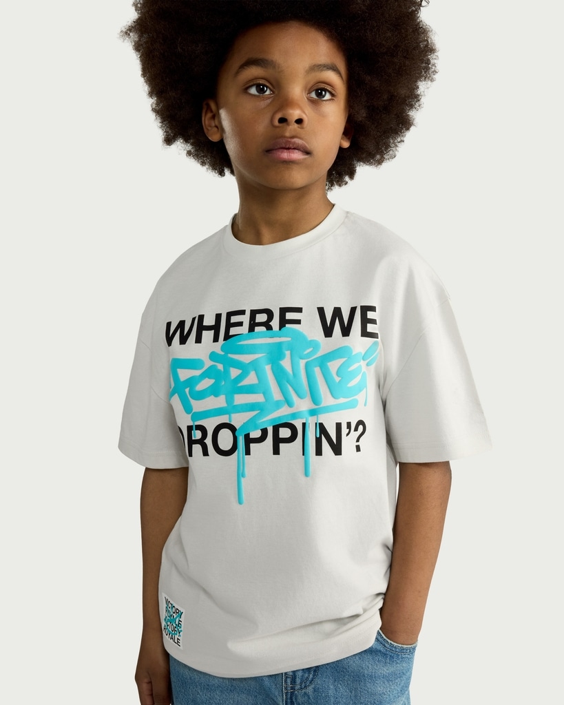 Fortnite Pure Cotton Where We Droppin' T-Shirt in Cream thumbnail 5