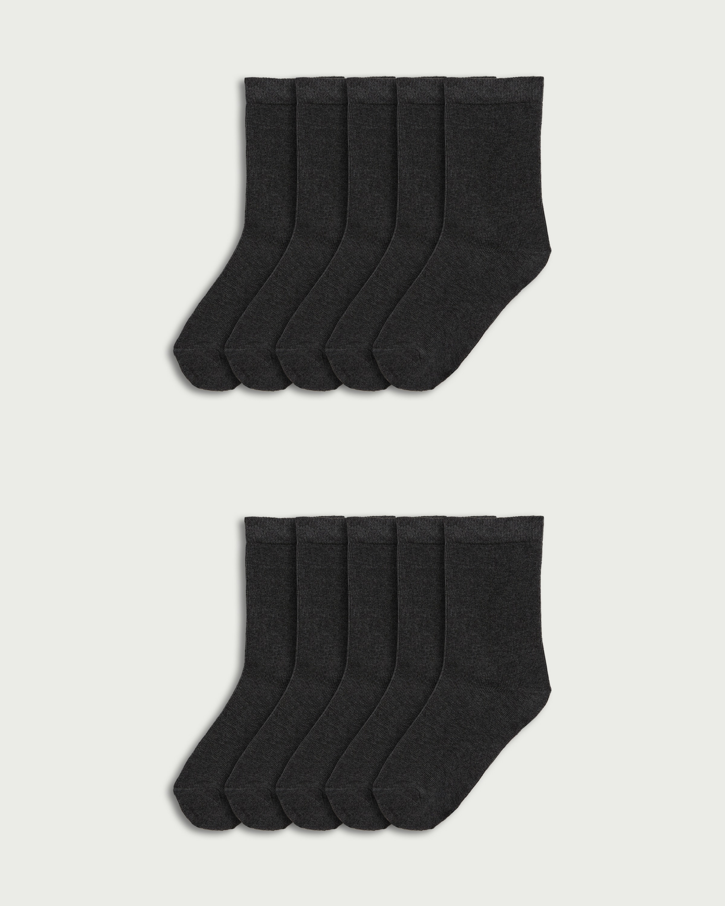F&F Boys 10-Pack Cotton Rich Ankle Socks in Grey