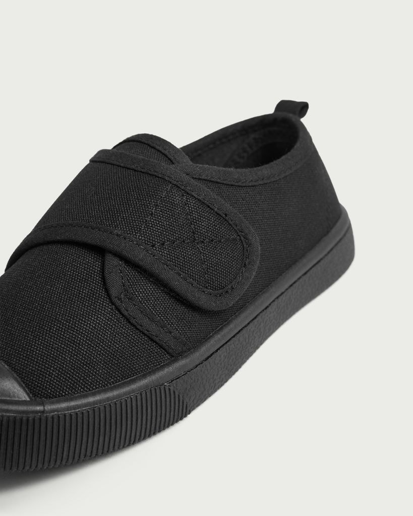 F&F School Strap Fastening Plimsolls in Black thumbnail 3