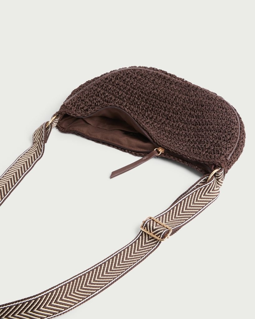 SACHA Woven Straw Crossbody Bag in Brown thumbnail 2