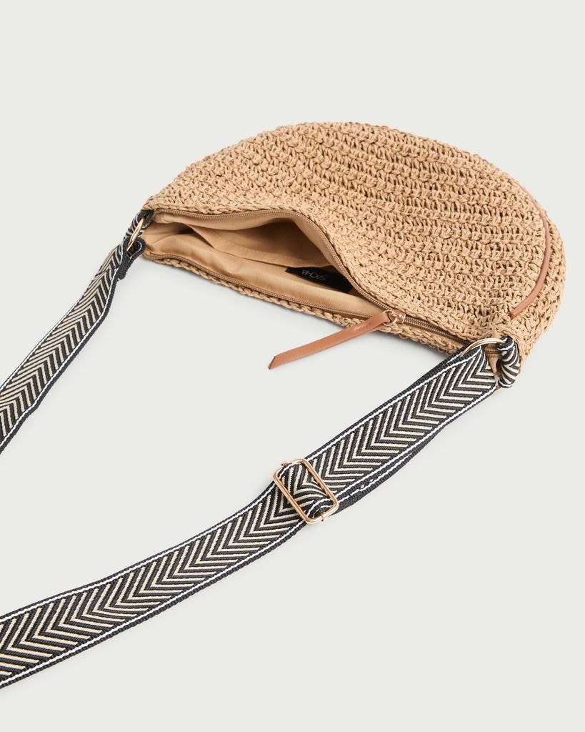 SACHA Woven Straw Crossbody Bag in Neutral thumbnail 2