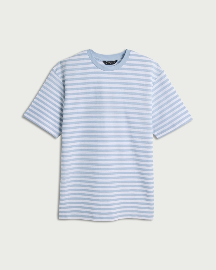 F&F Cotton Rich Striped Short Sleeved T-Shirt in Blue thumbnail 4