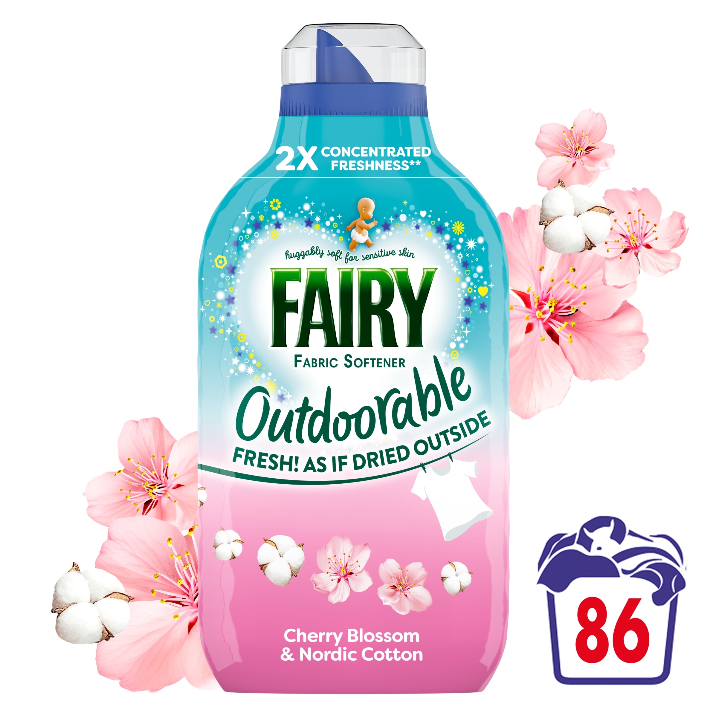 Fairy Outdoorable Fabric softener Cherry Blossom & Nordic Cotton 86 washes 1.204l