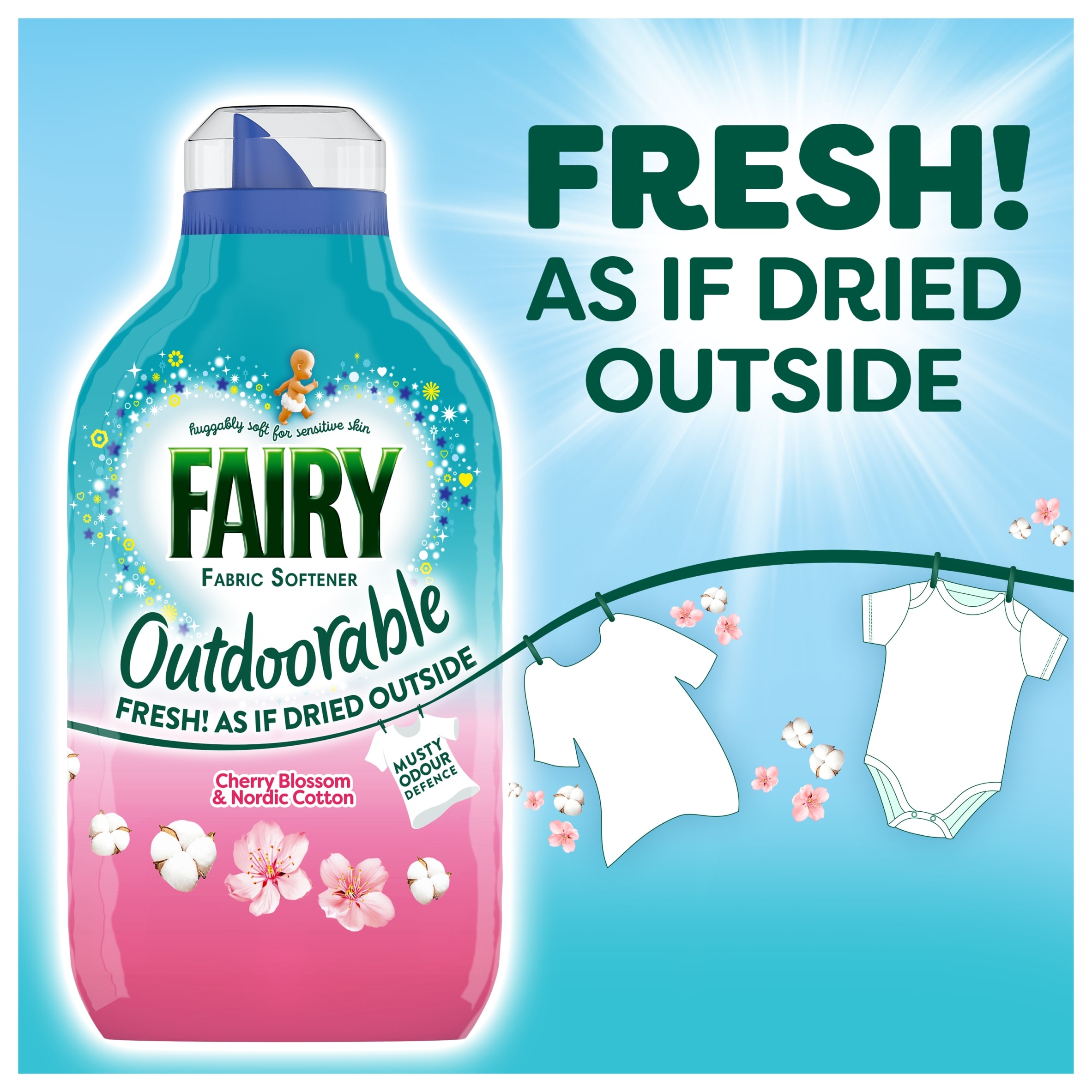Fairy Outdoorable Fabric softener Cherry Blossom & Nordic Cotton 86 washes 1.204l thumbnail 3