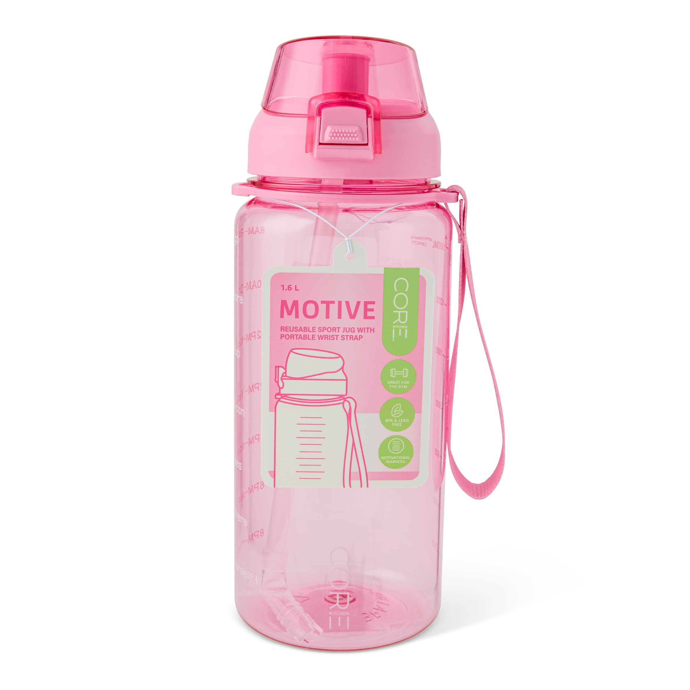 Core Kitchen Pink Motive Drinking Water Bottle 1.6L