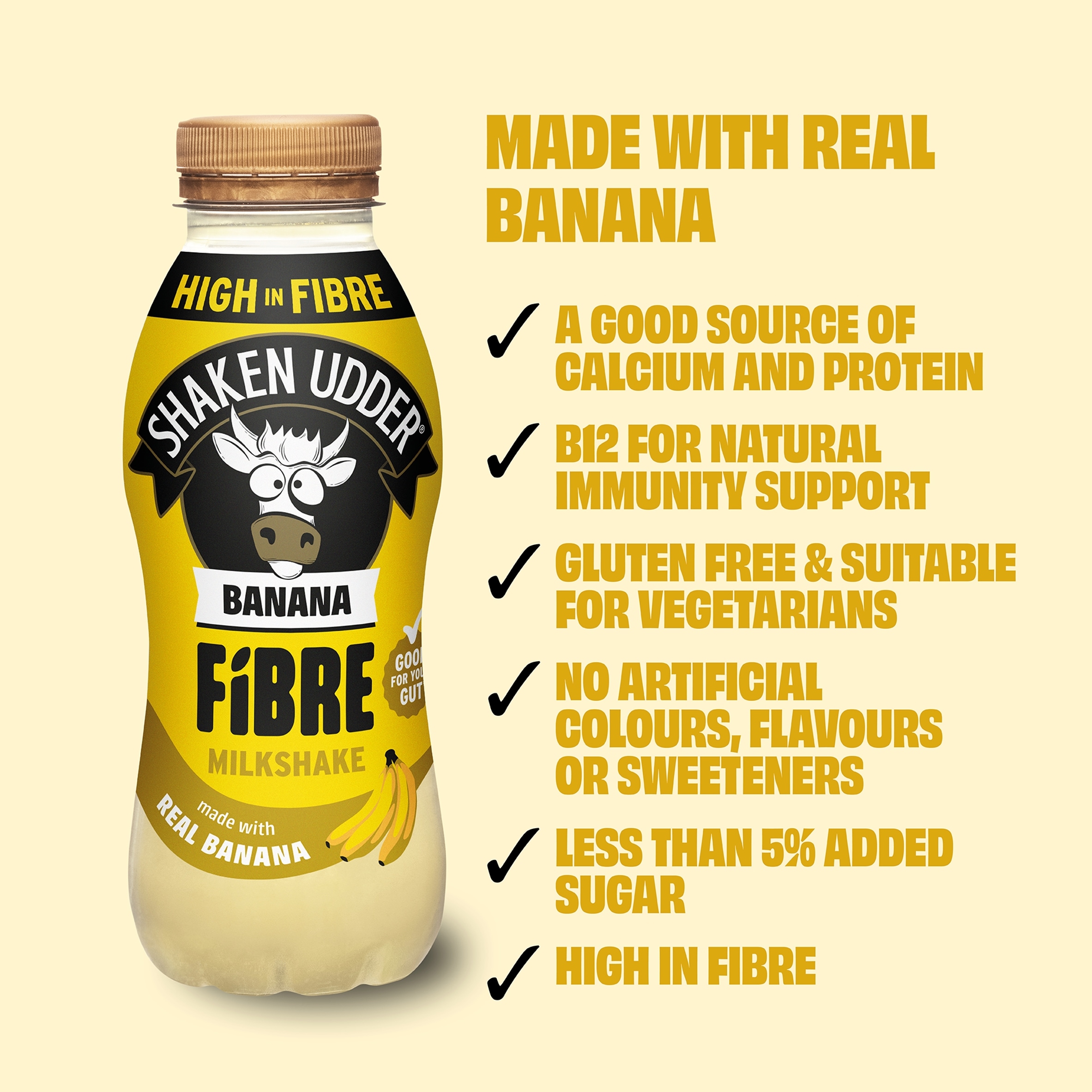 Shaken Udder Banana Fibre Milkshake 330ml thumbnail 2