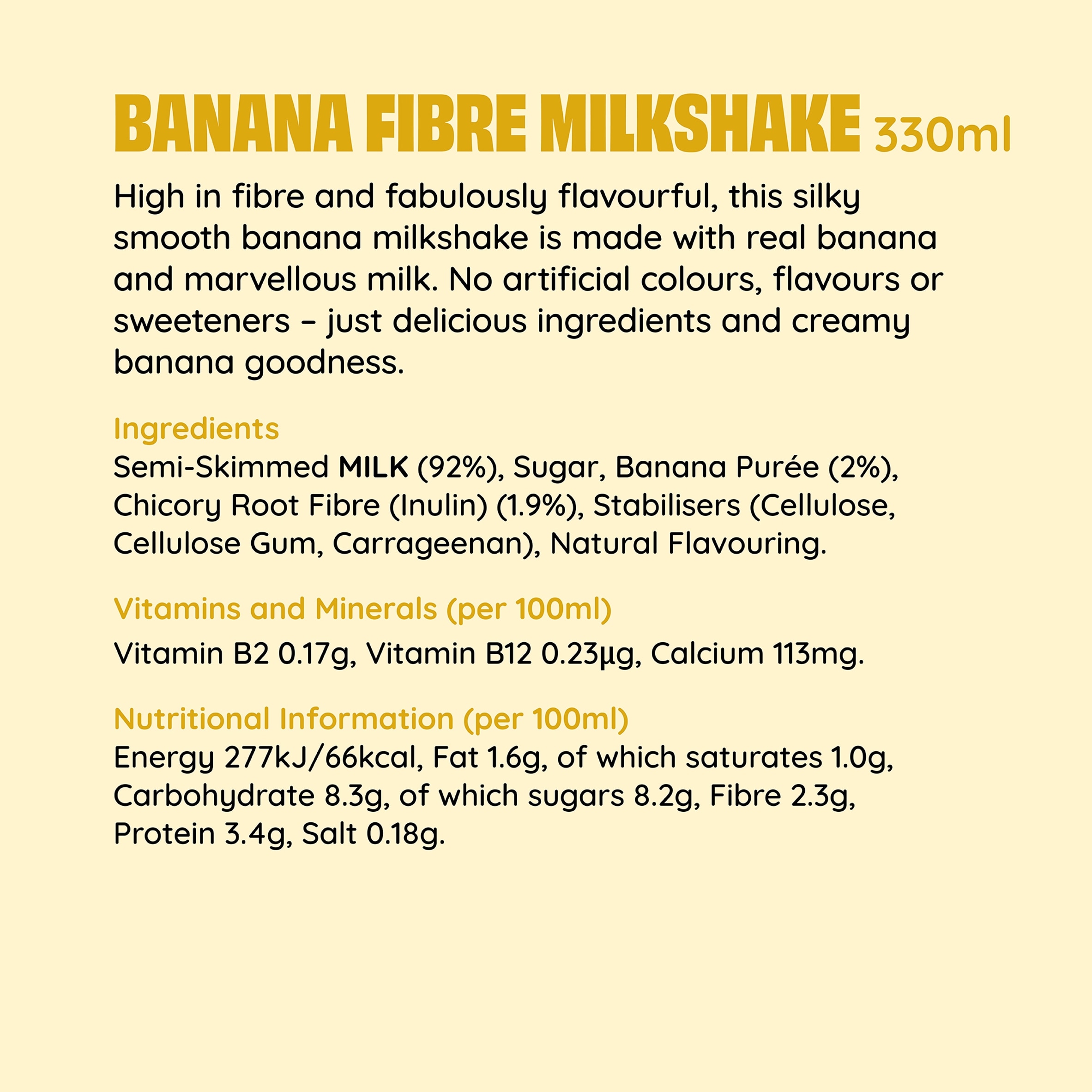 Shaken Udder Banana Fibre Milkshake 330ml thumbnail 3