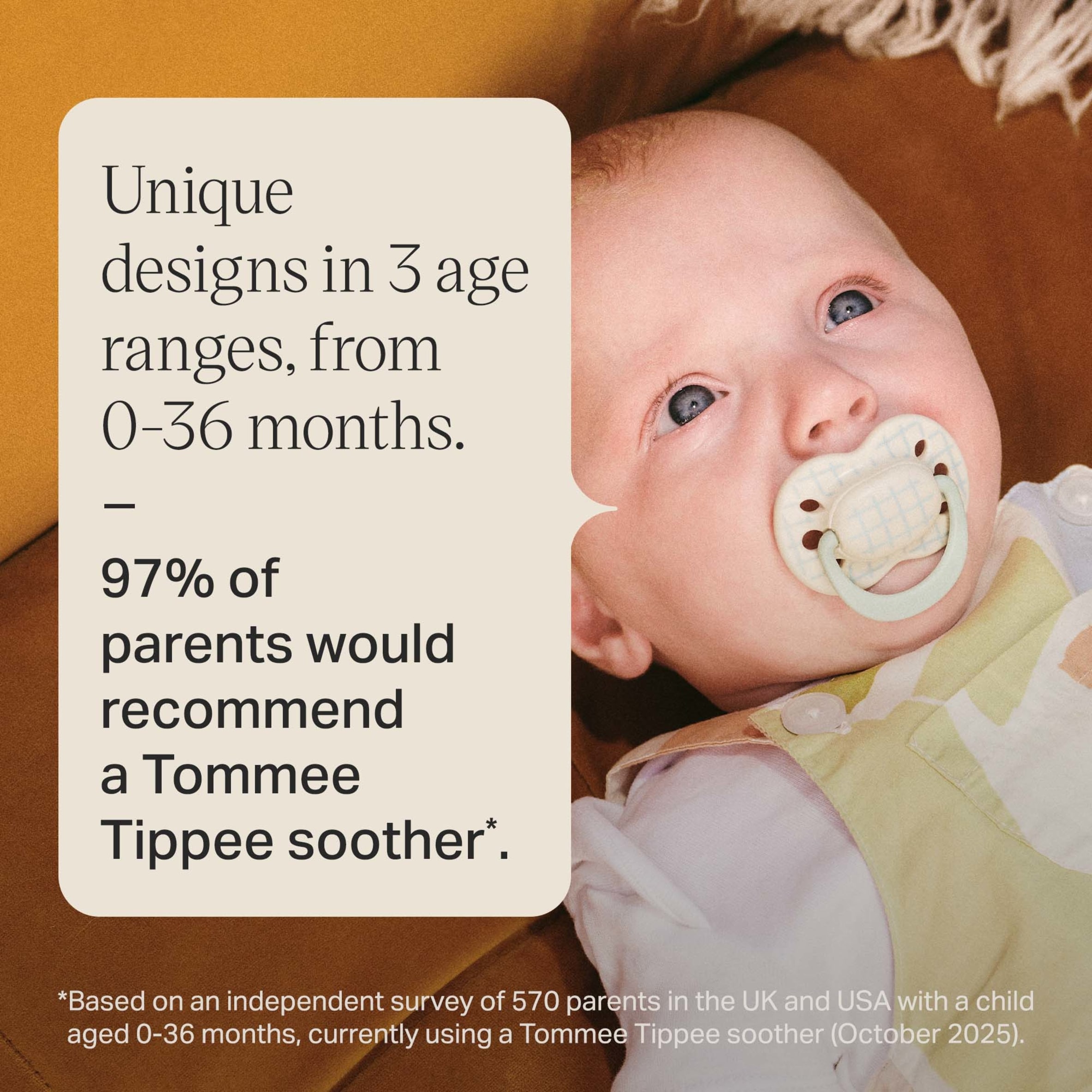 TOMMEE TIPPEE ULTIMATE FIT ORTHODONTIC SILICONE 0-6M 2 SOOTHERS thumbnail 4