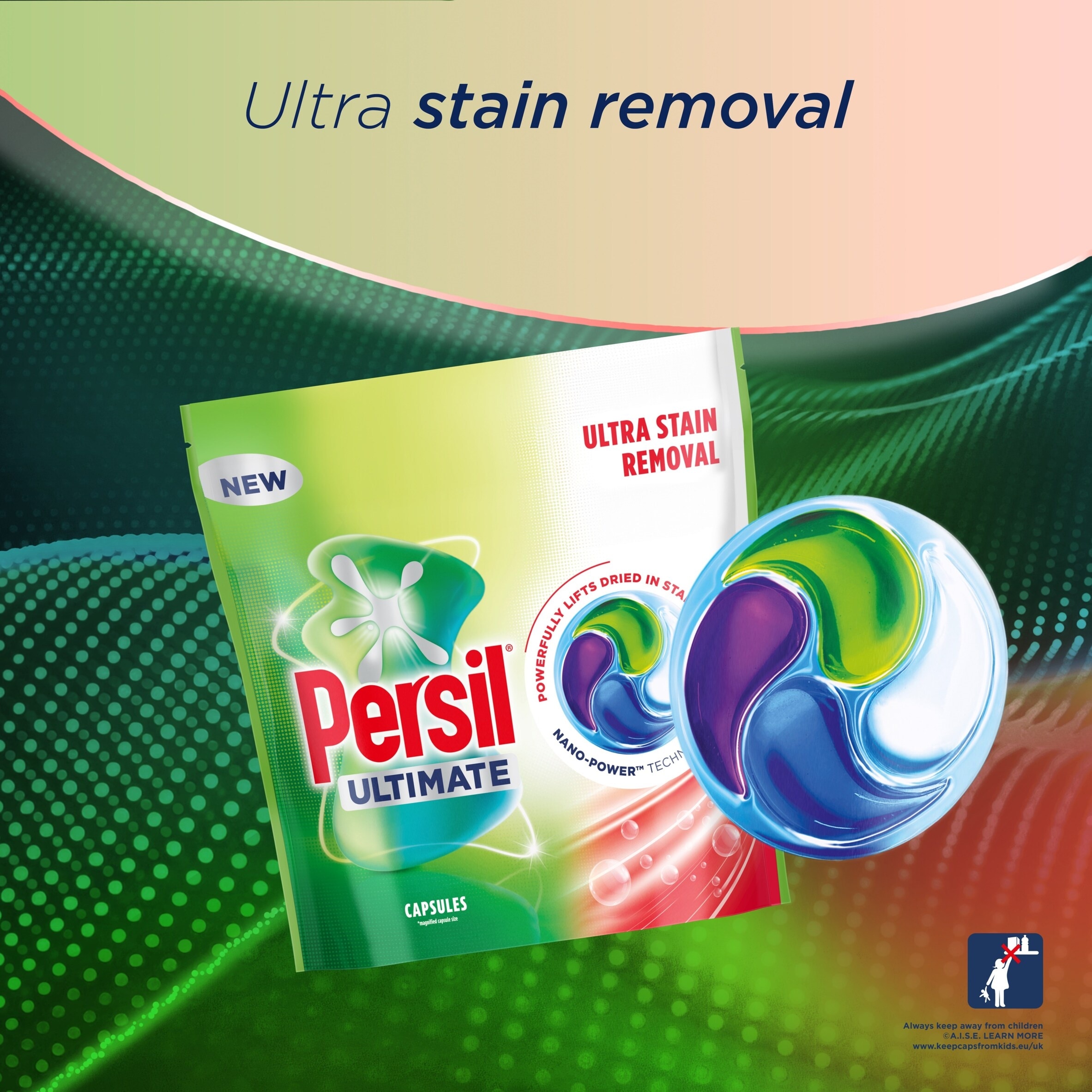 Persil Ultimate Bio Ultra Stain Removal Laundry Washing Detergent Capsules XL Mega Pack 44 Washes 598g thumbnail 2
