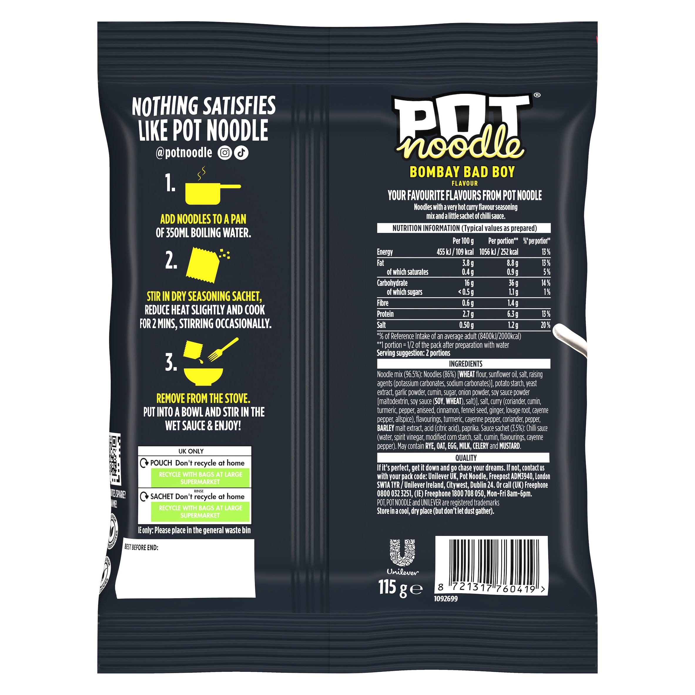 Pot Noodle Bombay Badboy Instant Noodles 115g thumbnail 3