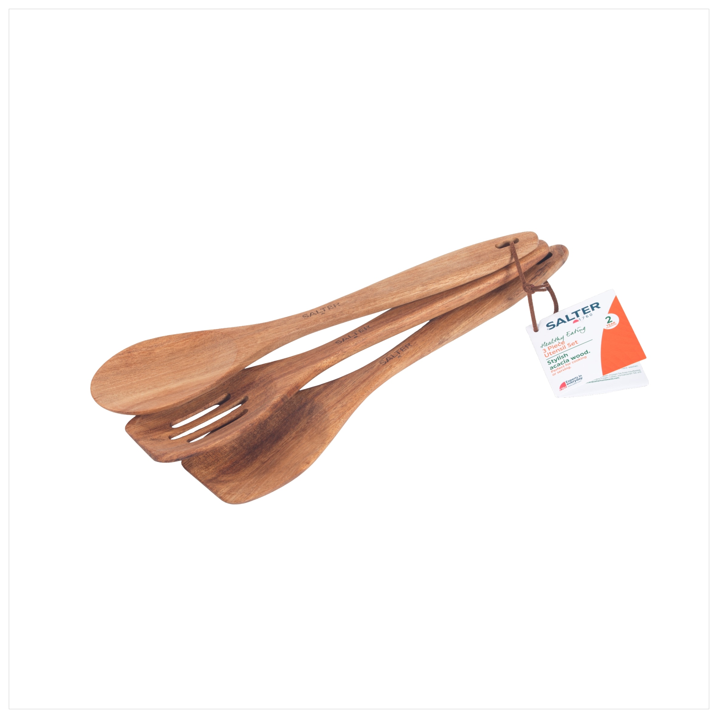Salter Healthy Eating 3 Piece Acacia Wood Utensils
