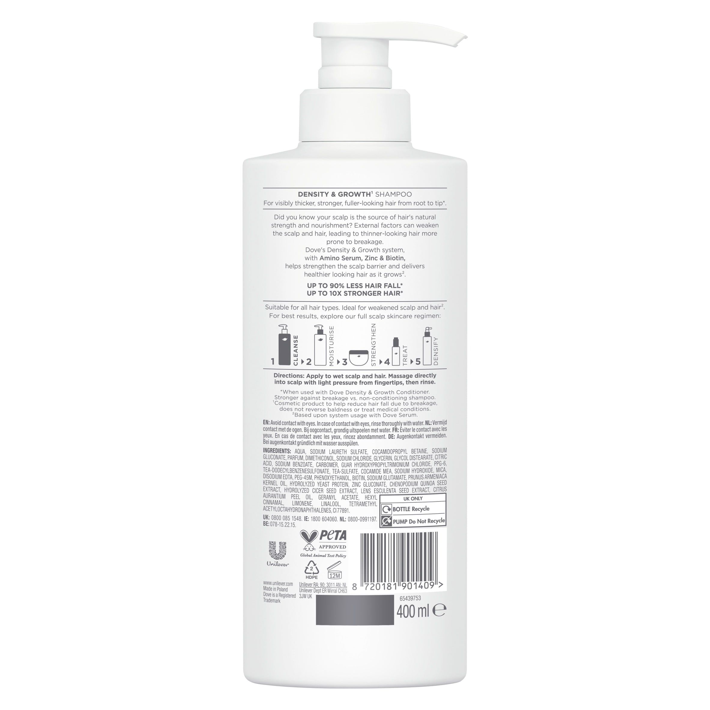 Dove Scalp Hair Therapy Density & Growth Shampoo 400ml thumbnail 2