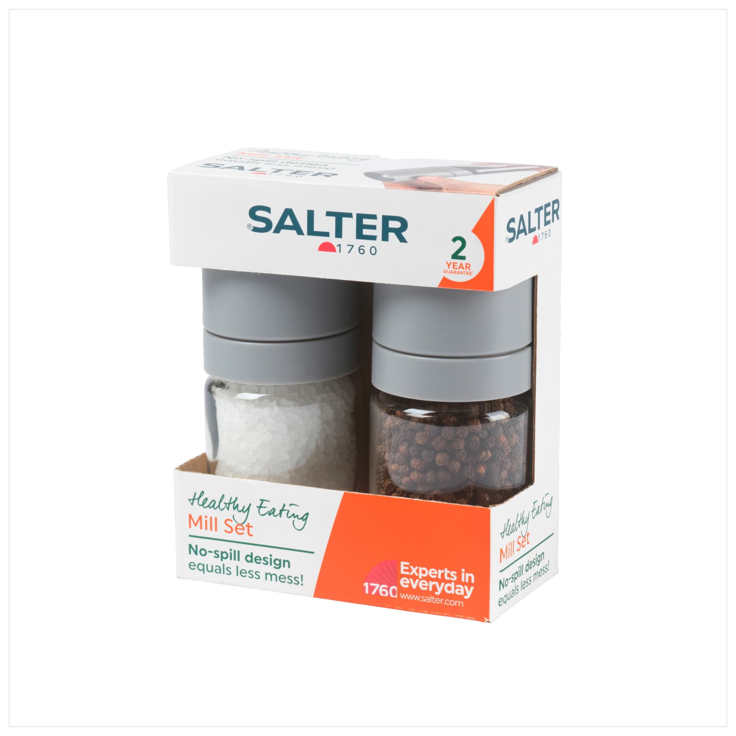 Salter Grey Glass Salt & Pepper Mill Set