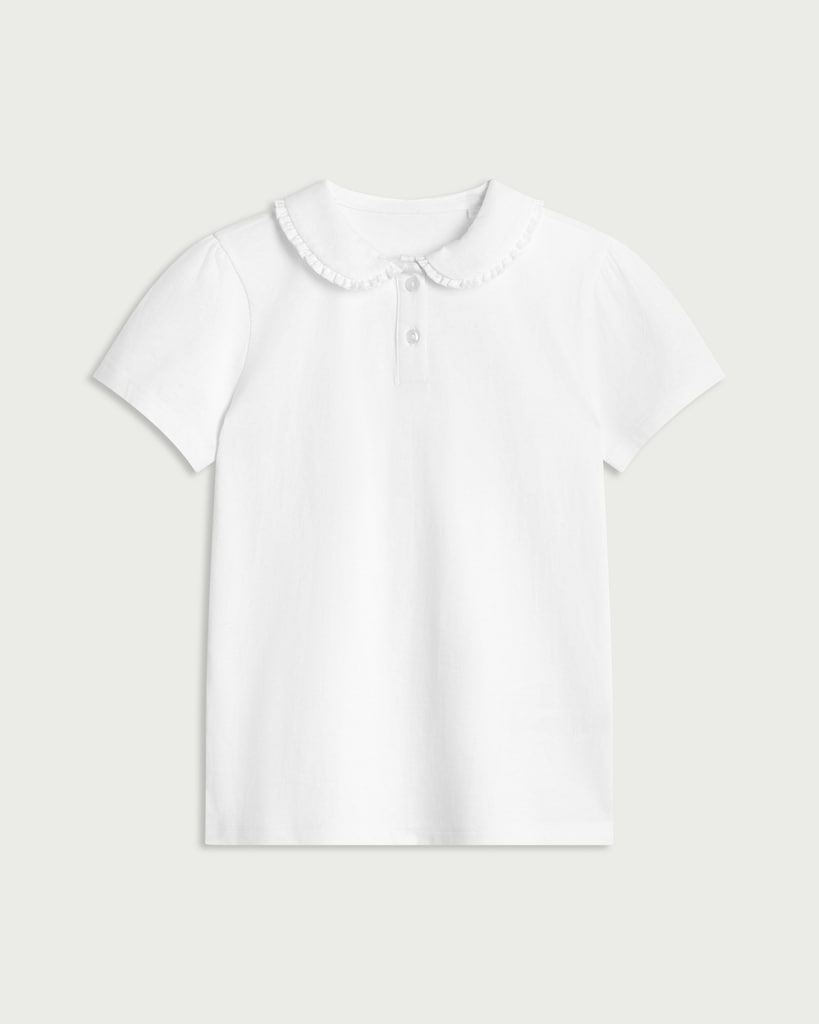 F&F Girls School Pure Cotton Frill Collar Polo Shirt in White thumbnail 4