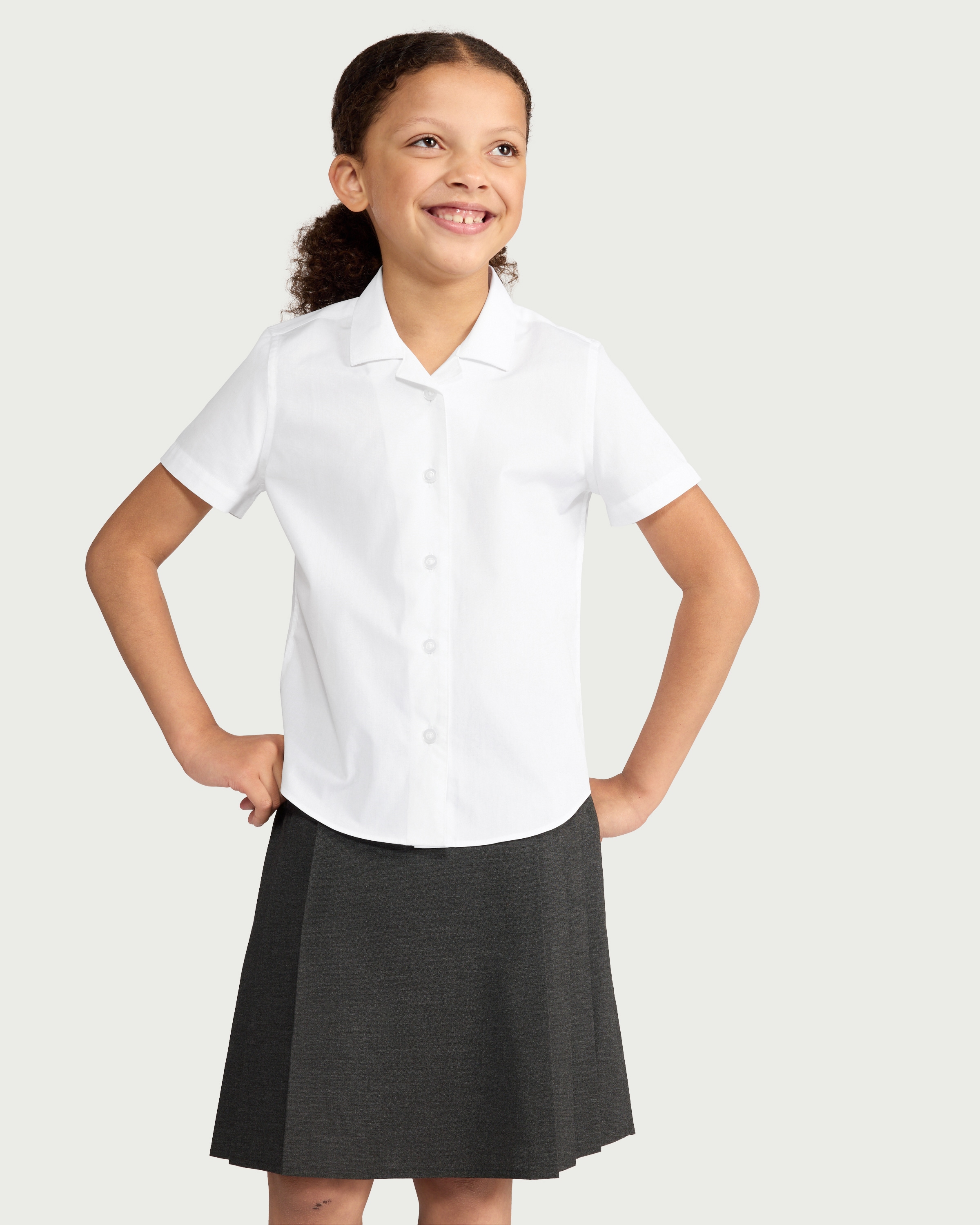 F&F School Girls 3-Pack Revere Collared Shirts in White thumbnail 2