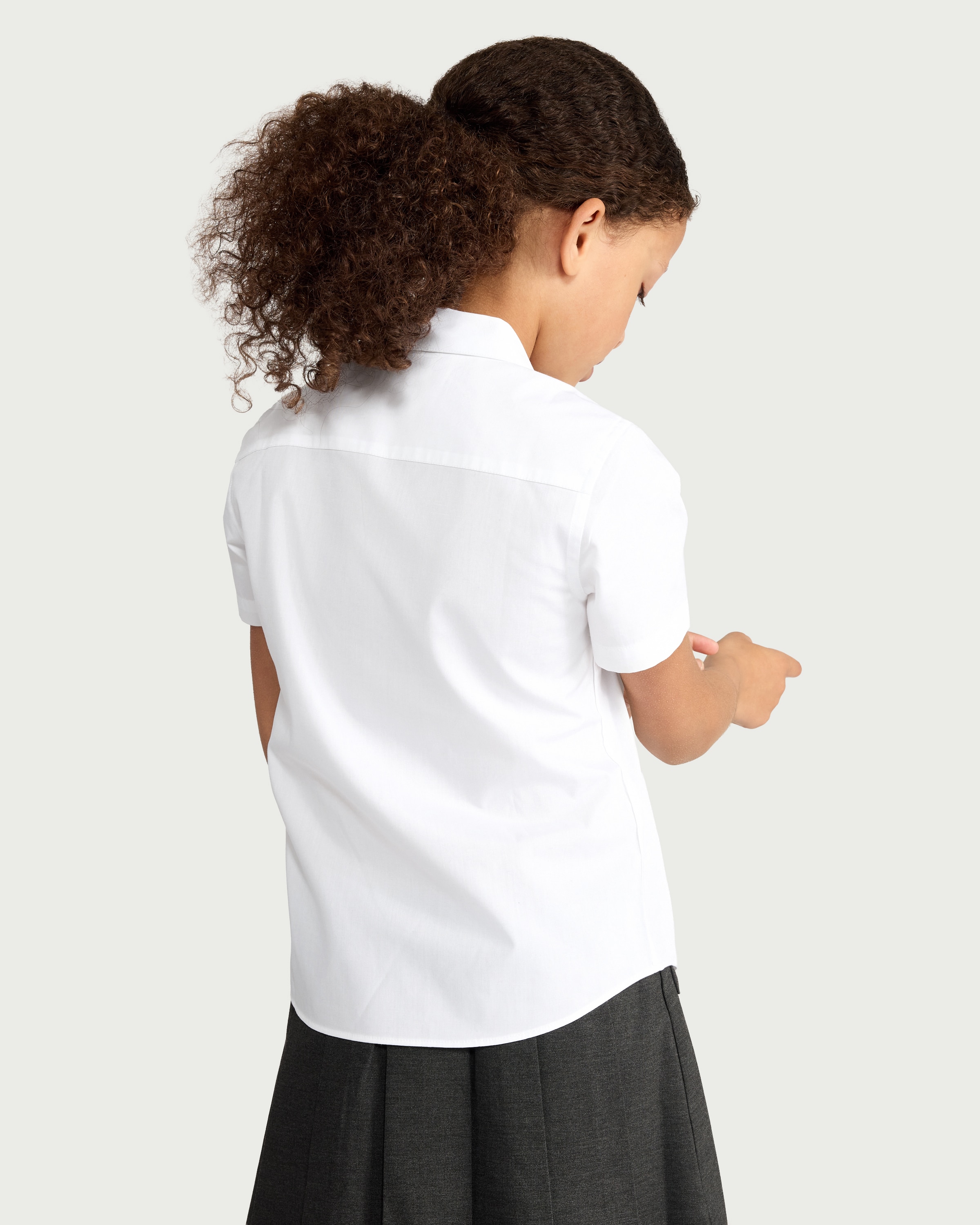 F&F School Girls 3-Pack Revere Collared Shirts in White thumbnail 3