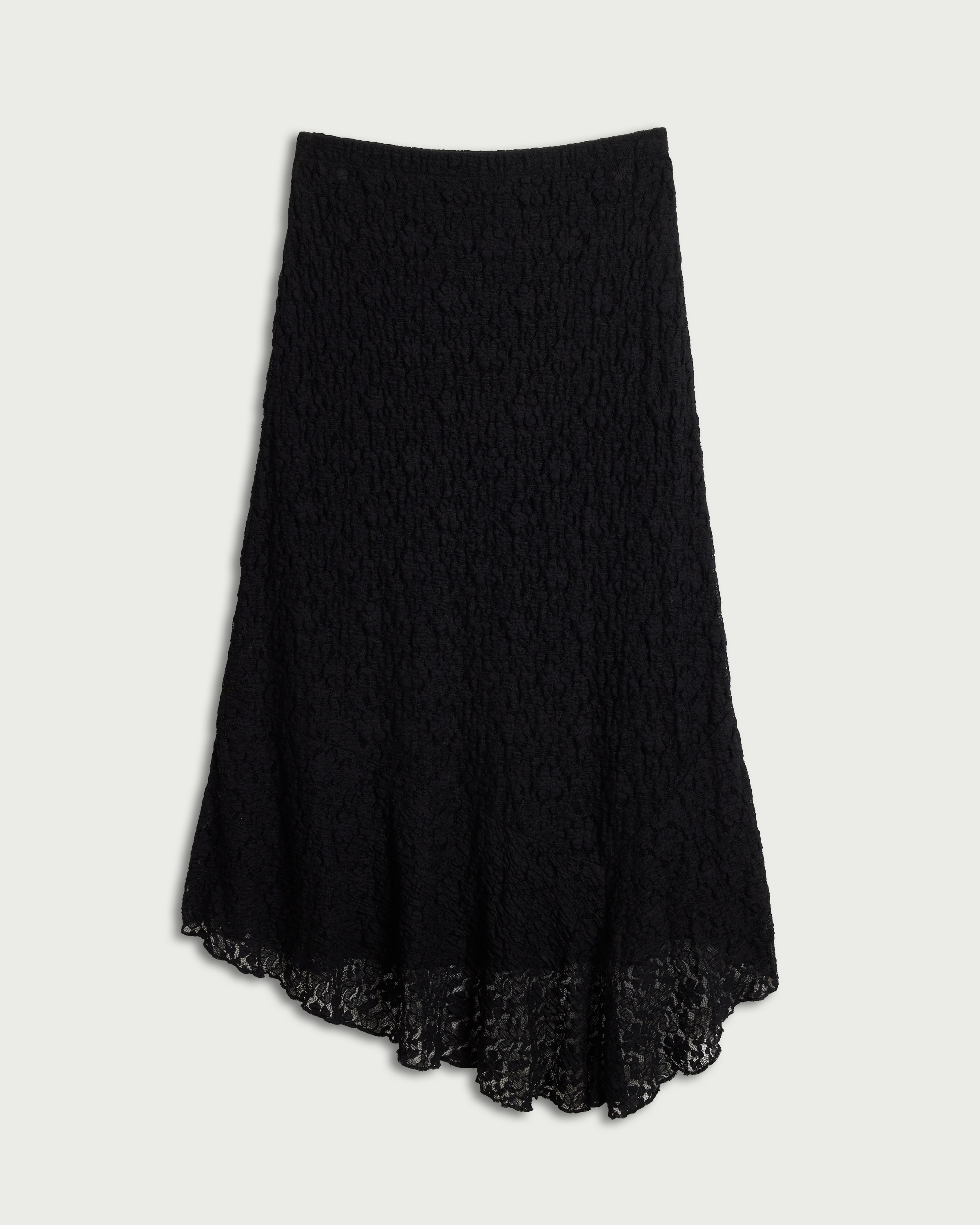 F&F Lace Asymmetric Hem Midi Skirt in Black thumbnail 4