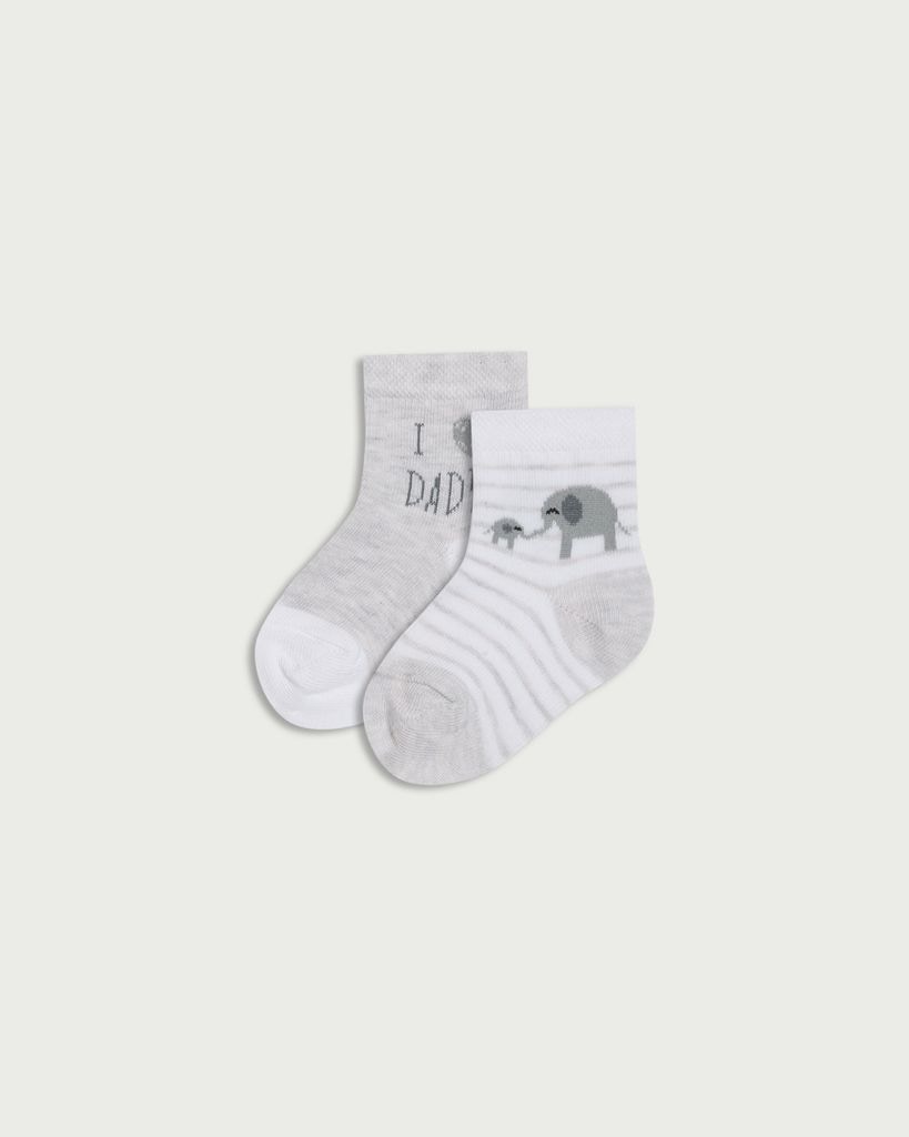 F&F Baby 2-Pack Elephant and I Love Dad Socks in Multi