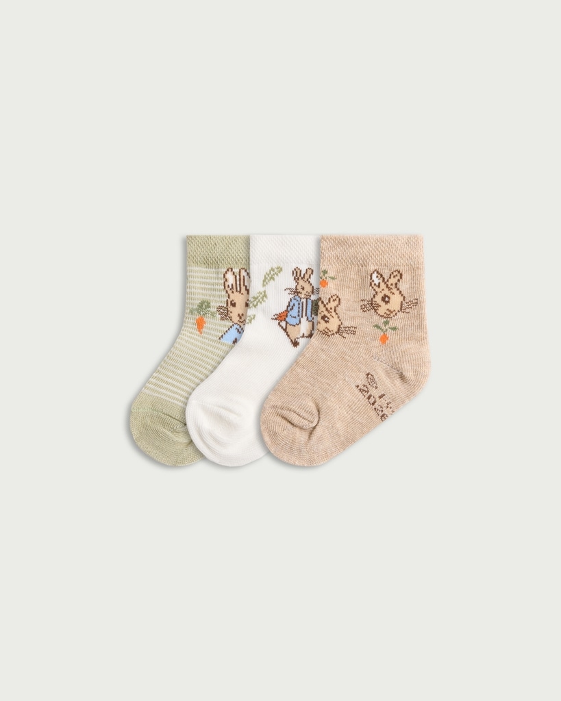 Peter Rabbit 3-Pack Cotton Blend Ankle Socks in Multi