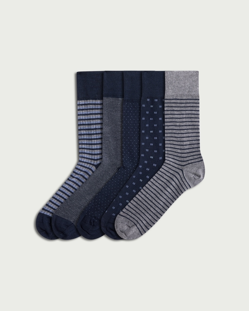 F&F 5-Pack Super Soft Patterned Socks in Multi