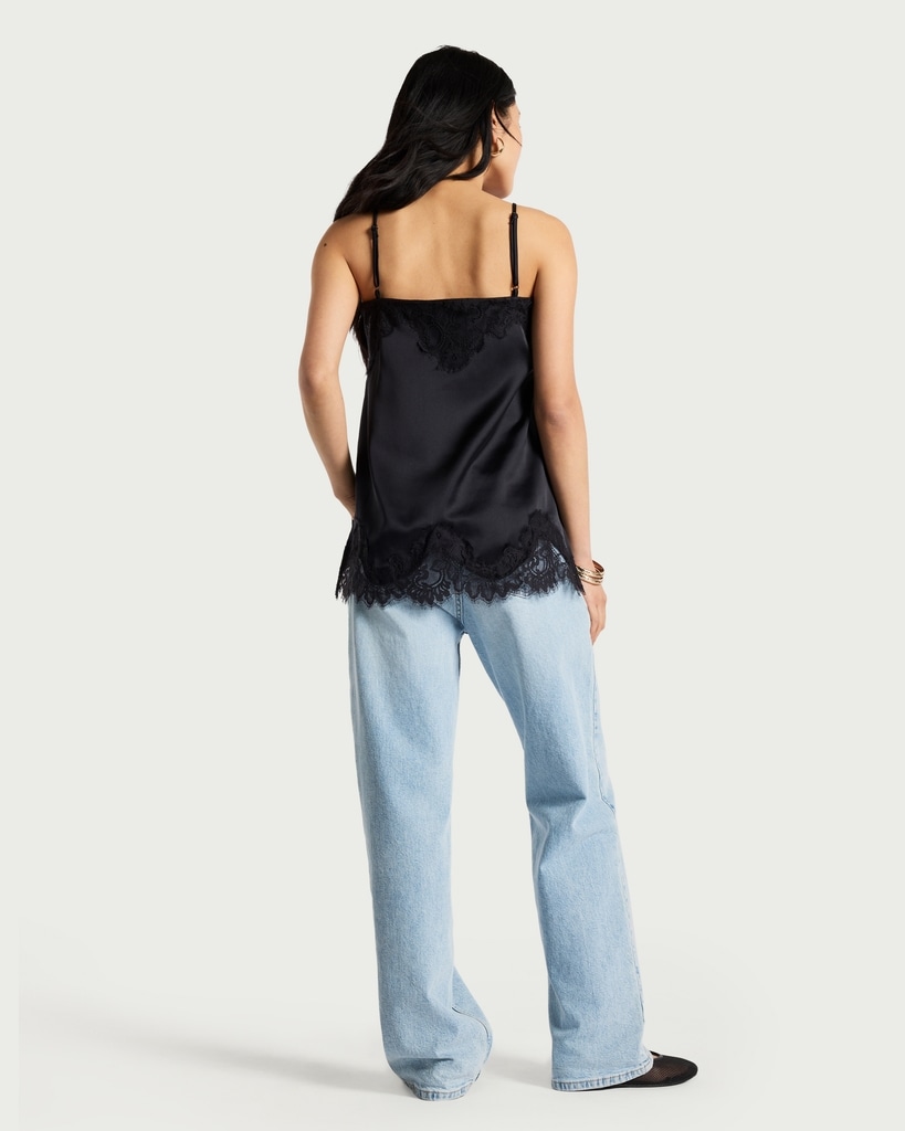 F&F Lace Trim Camisole in Black thumbnail 3