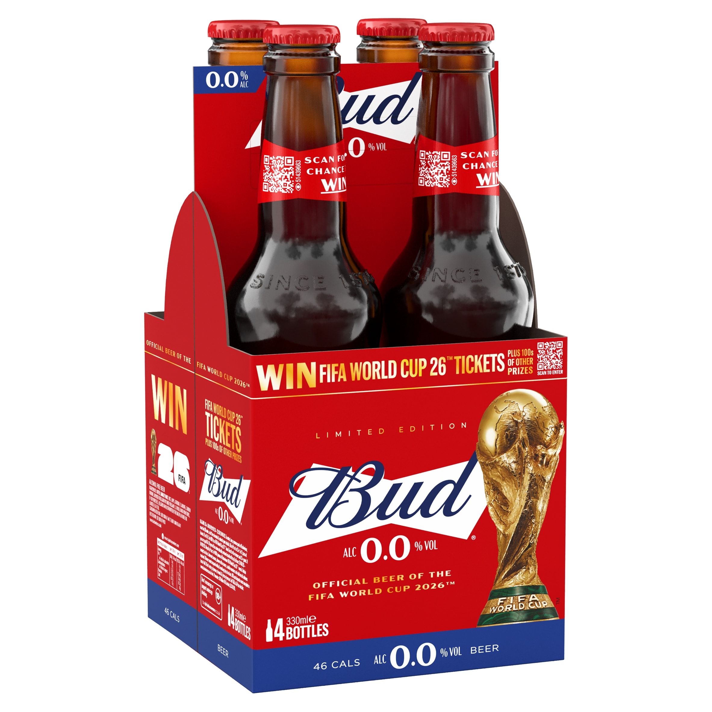 Budweiser 0.0% Alcohol Free Beer 4x330ml