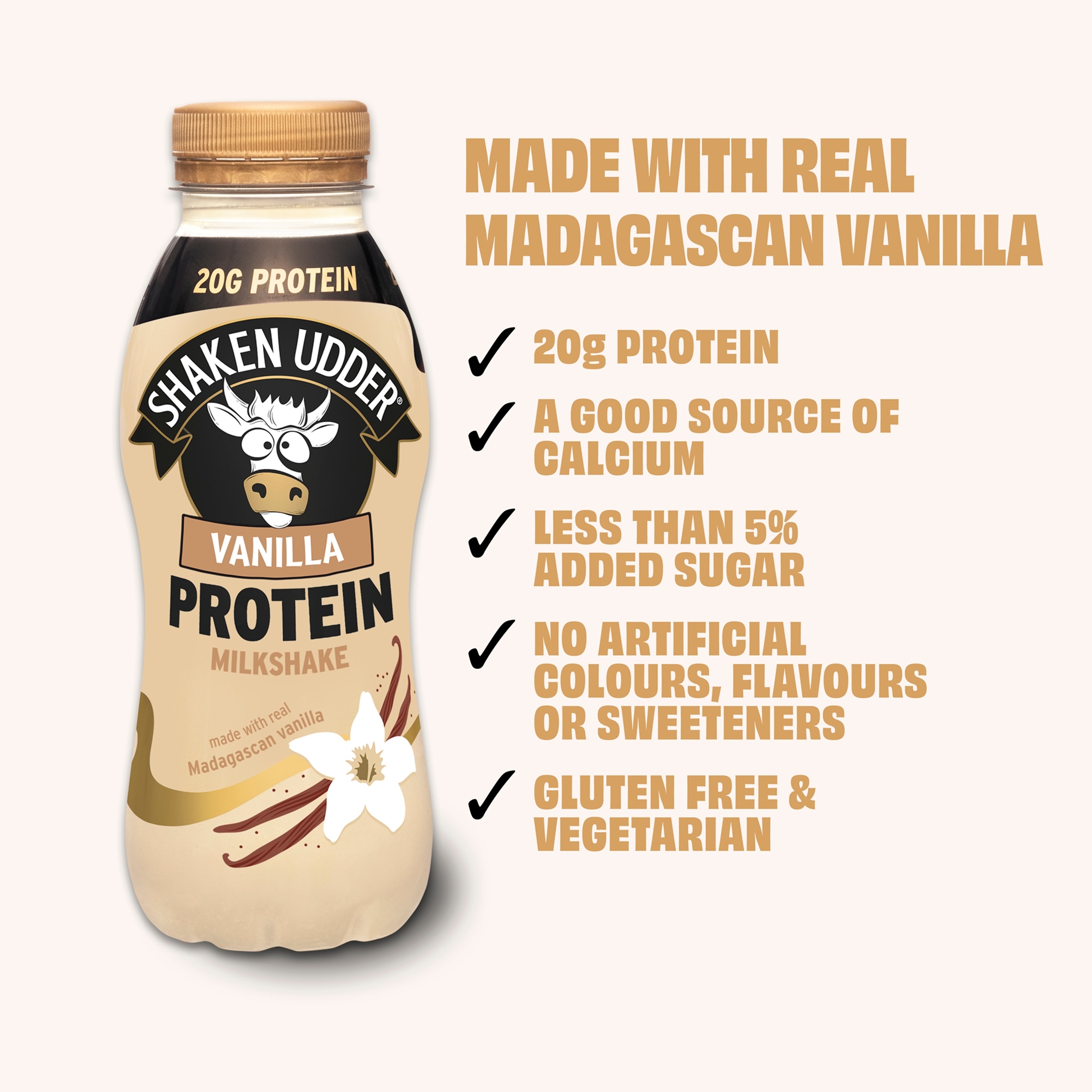 Shaken Udder Vanilla Protein Milkshake 330ml thumbnail 2