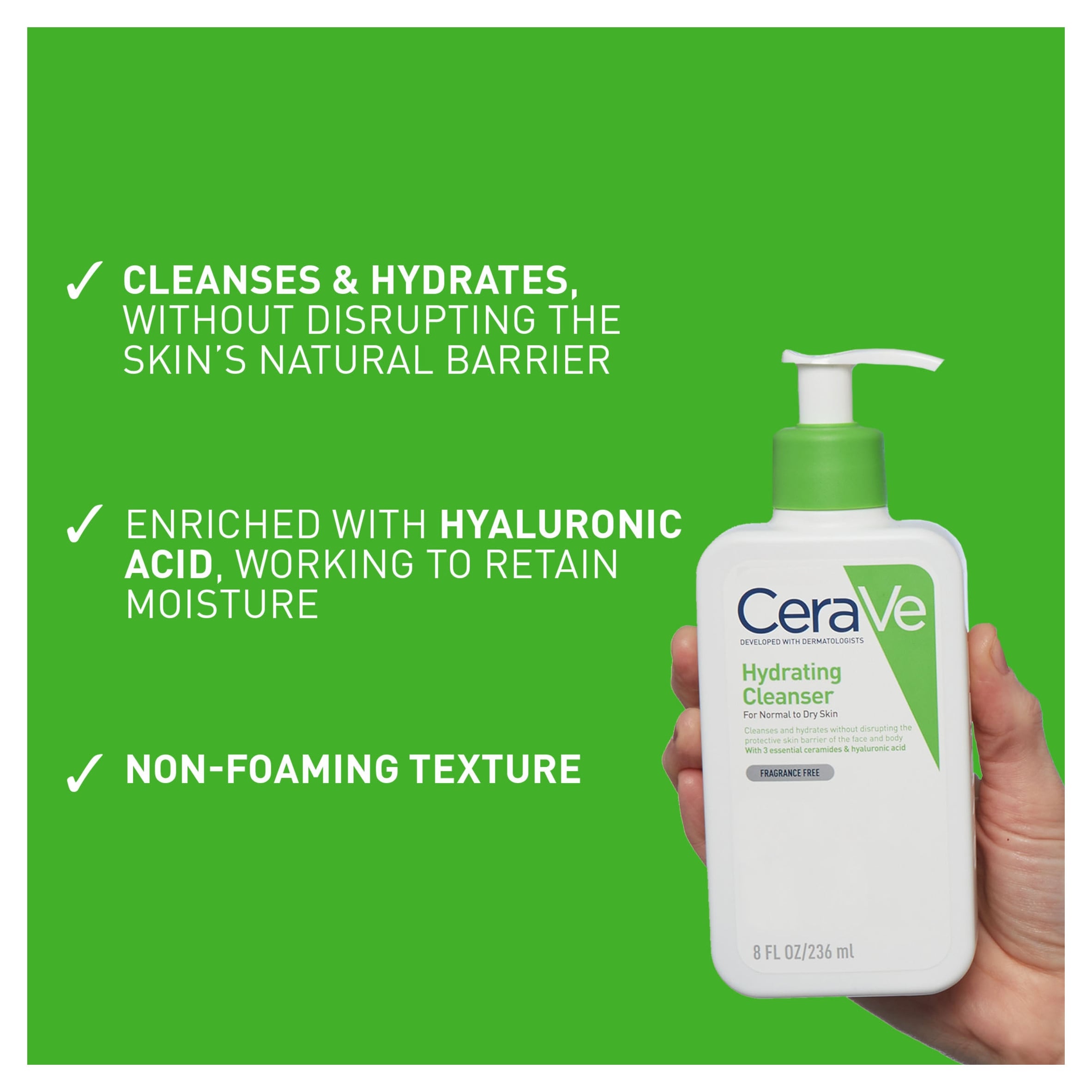 CeraVe Hydrating Cleanser with Hyaluronic Acid for Normal to Dry Skin 236ml thumbnail 4