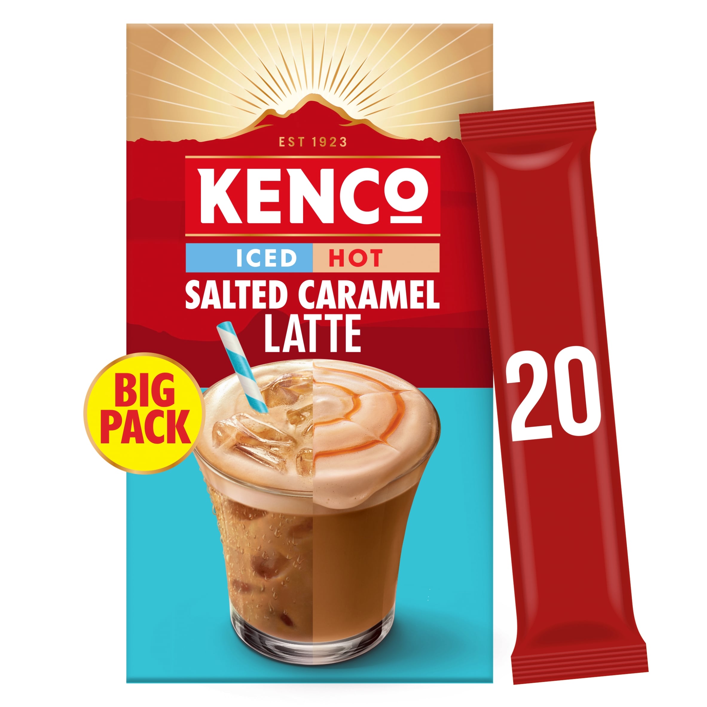 KENCO ICED HOT SALTED CARAMEL LATTE 20 SACHETS 406G.