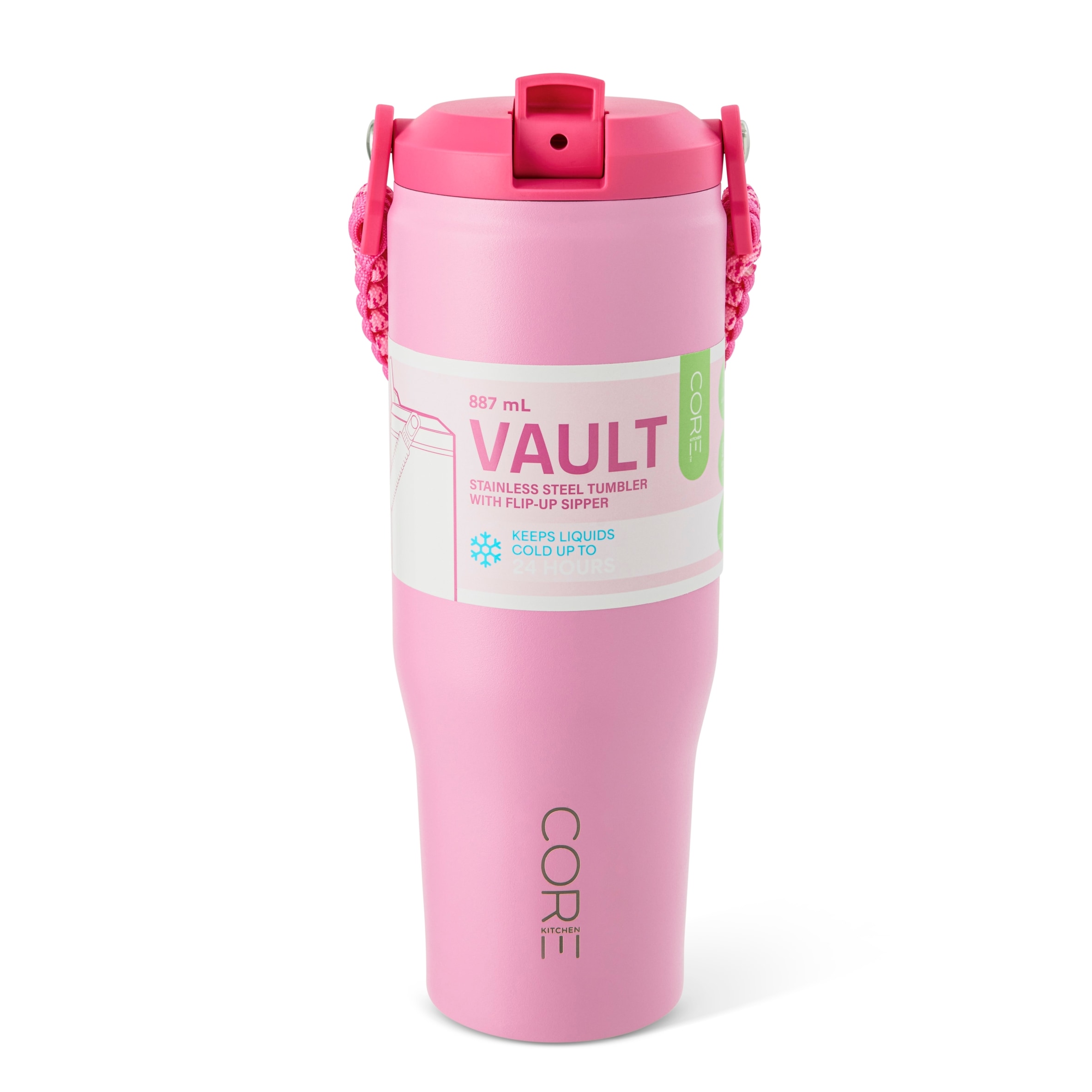 Core Kitchen Pink Vault Metal Drinking Water Bottle 887ml