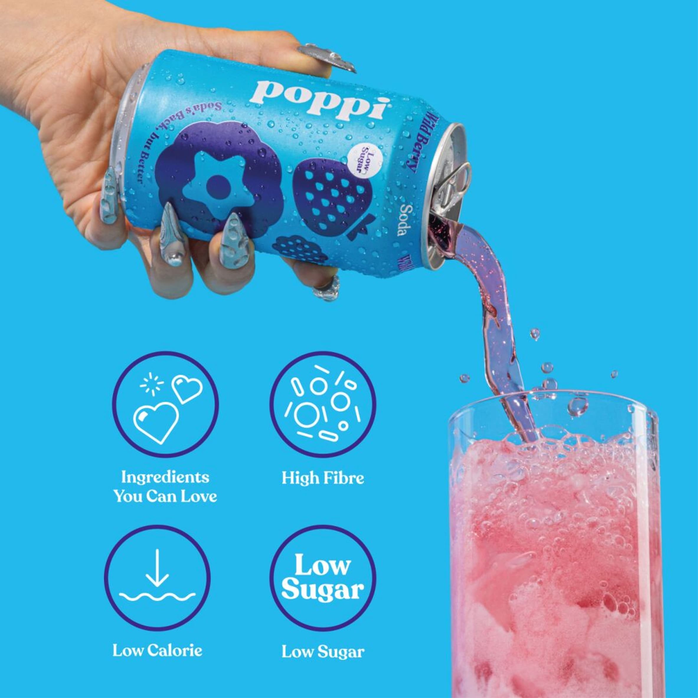 Poppi Wild Berry Soda Cans 4x330ml thumbnail 2