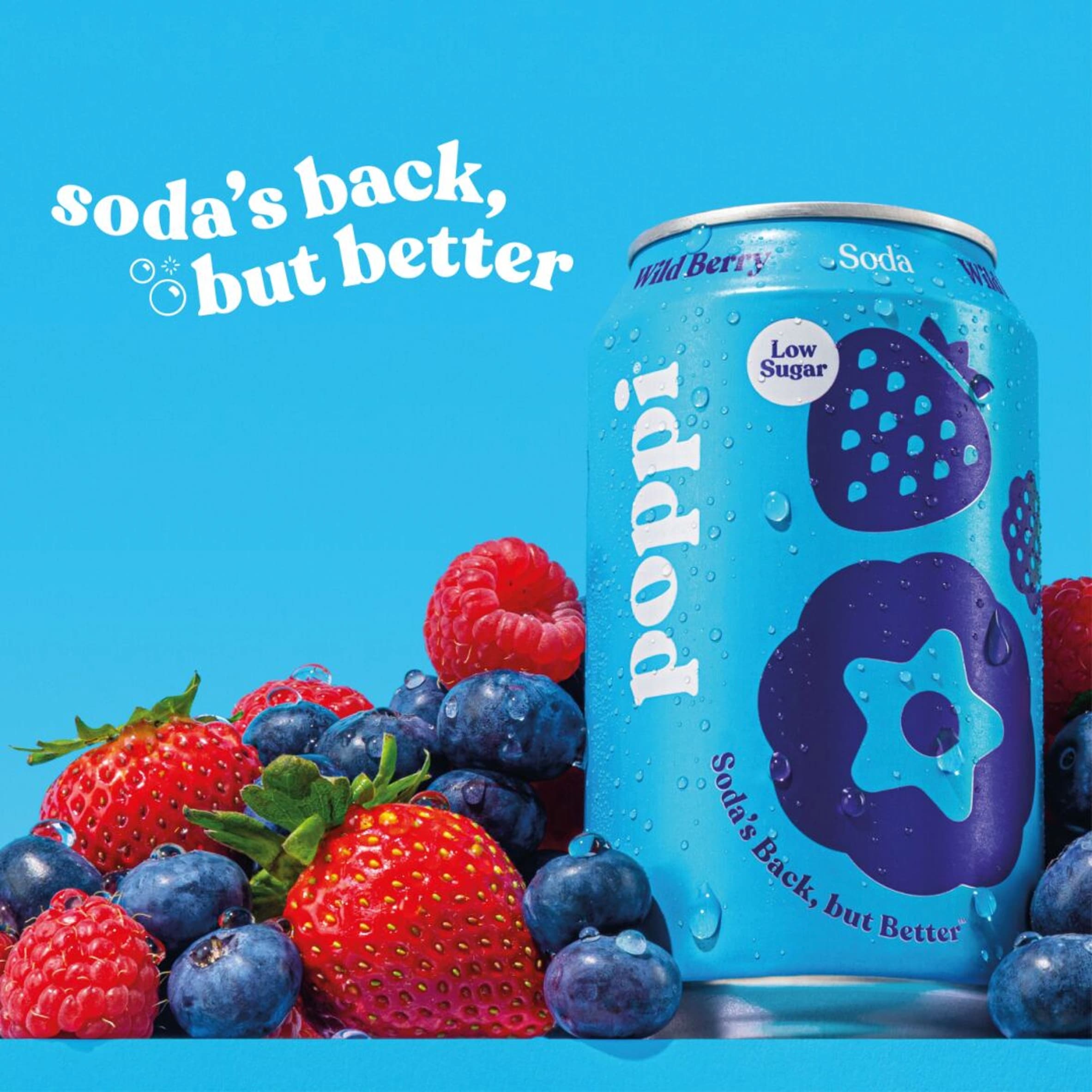 Poppi Wild Berry Soda Cans 4x330ml thumbnail 3