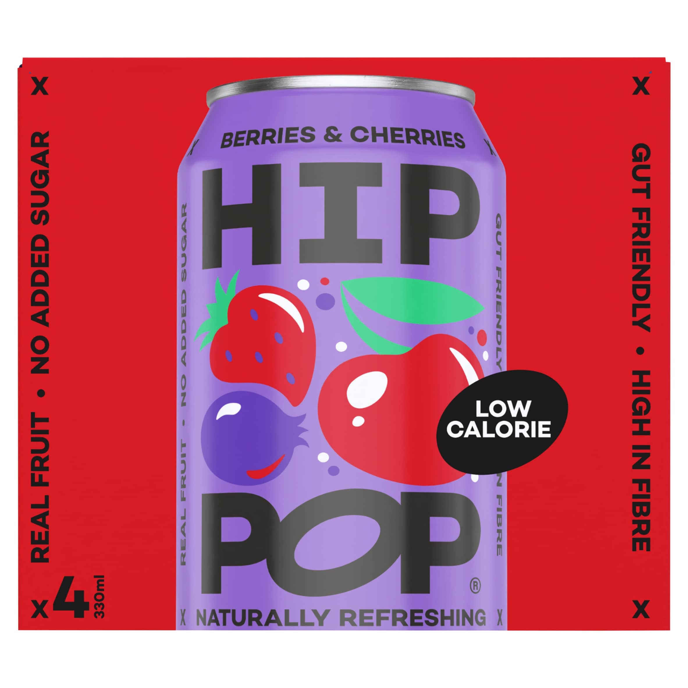 Hip Pop Berries & Cherries Fizzy Drink 4x330ml