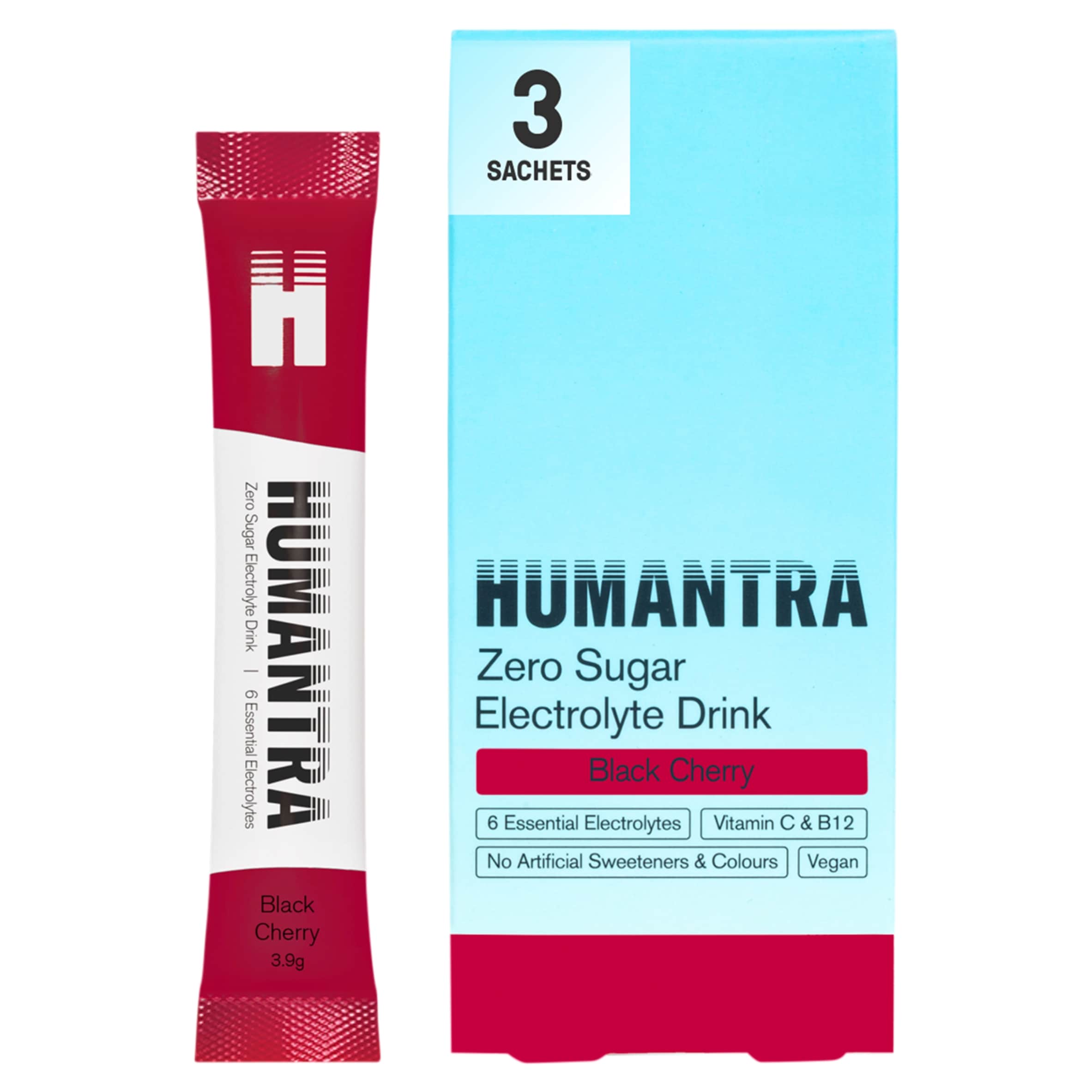 Humantra Black Cherry Zero Sugar Electrolyte Drink 3 x 3.9g Sachets