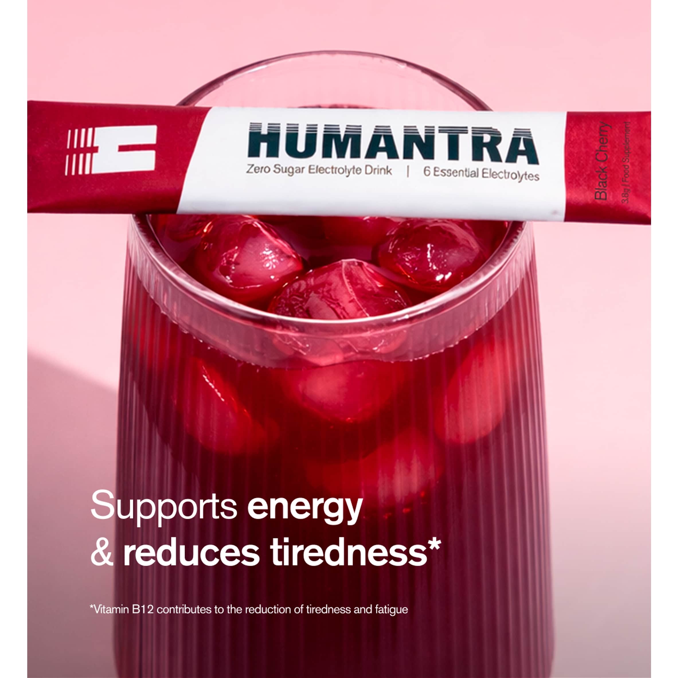 Humantra Black Cherry Zero Sugar Electrolyte Drink 3 x 3.9g Sachets thumbnail 2