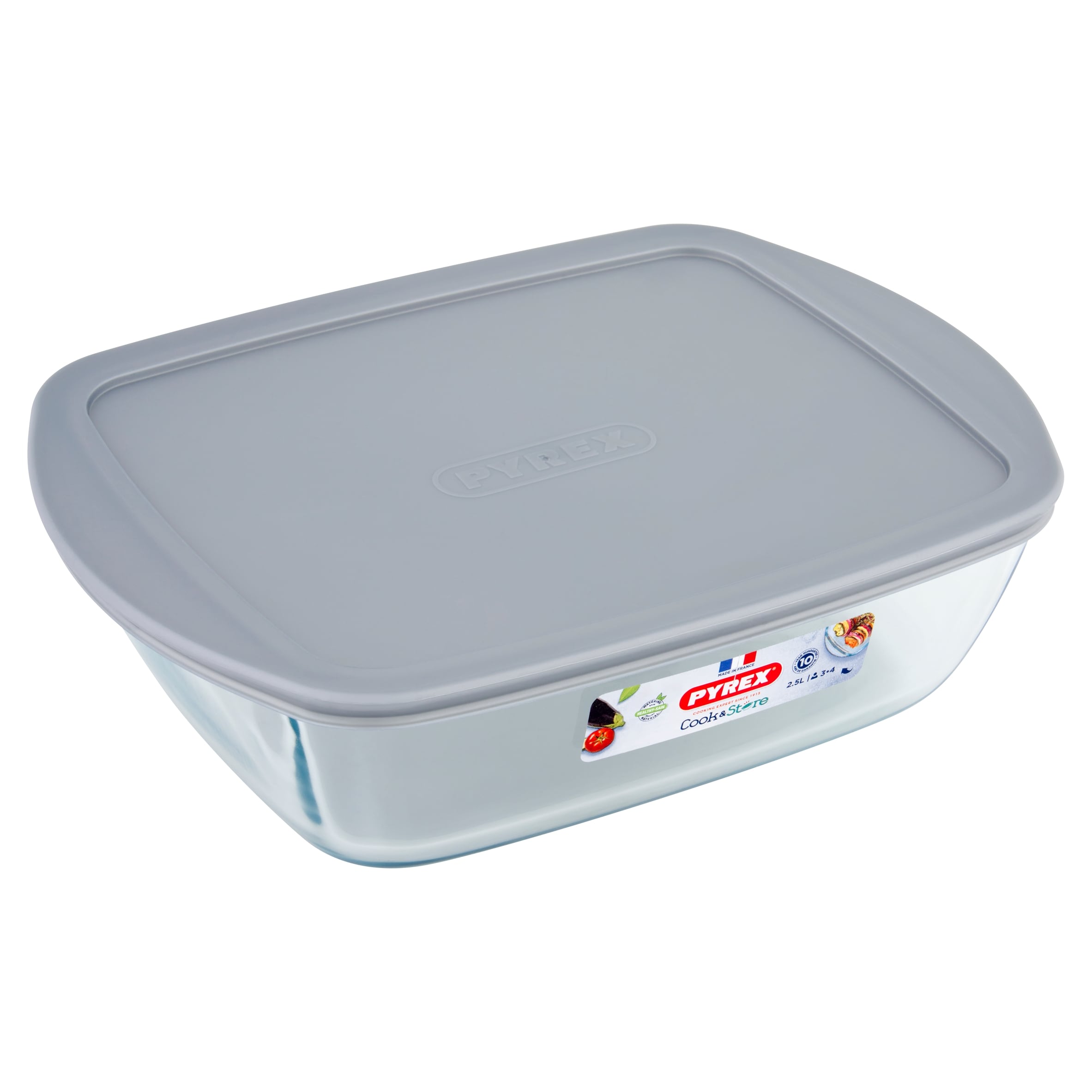 Pyrex Cook & Store Rectangular Food Storage Dish Silver Lid 2.5L