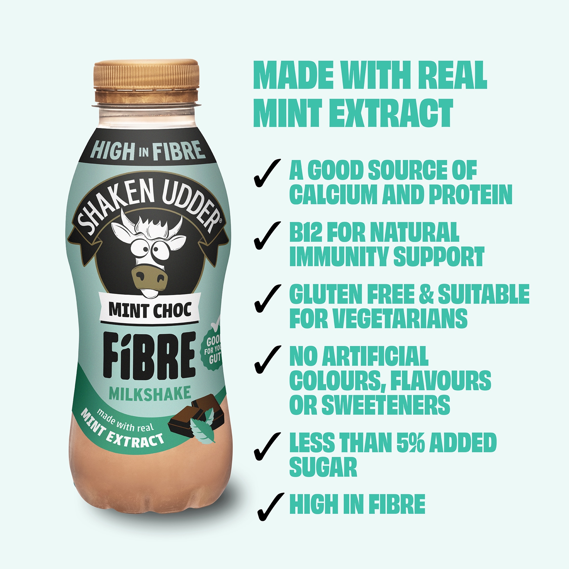 Shaken Udder Mint Chocolate Fibre Milkshake 330ml thumbnail 2