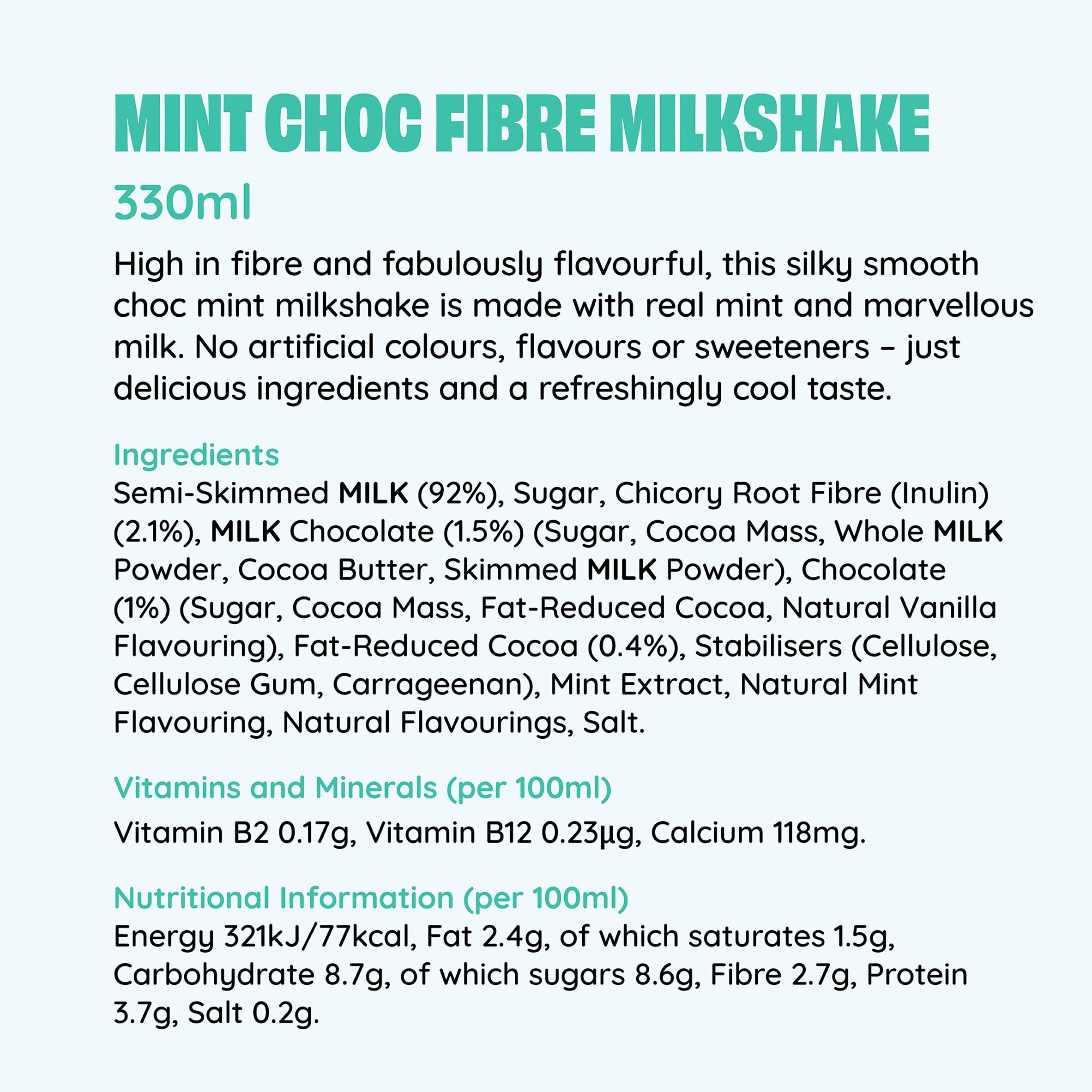 Shaken Udder Mint Chocolate Fibre Milkshake 330ml thumbnail 3