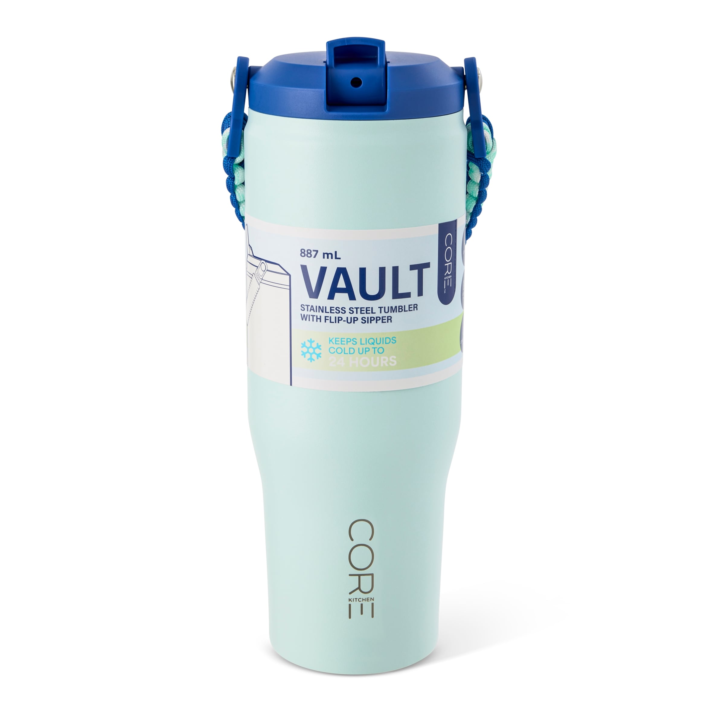 Core Kitchen Blue Vault Metal Drinking Water Bottle 887ml
